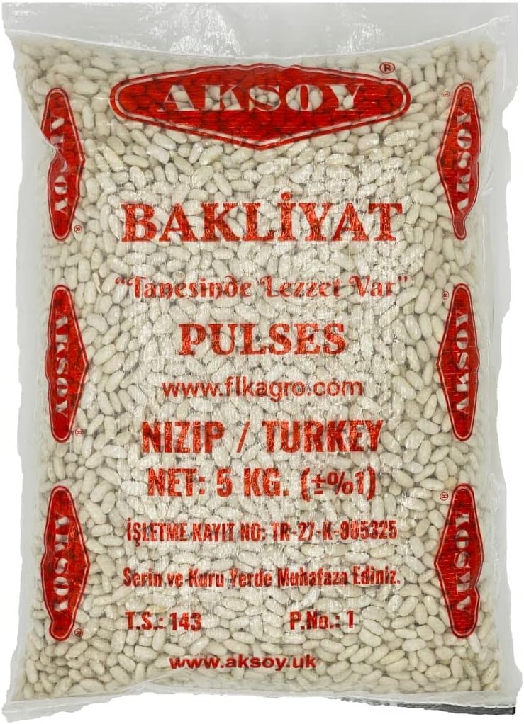 Aksoy Argentina White Beans 5KG | Creamy Texture & Mild Taste | Ideal for Soups, Stews, Salads, Casseroles & More | Plant-Based Protein & Fibre-Rich Pantry Staple