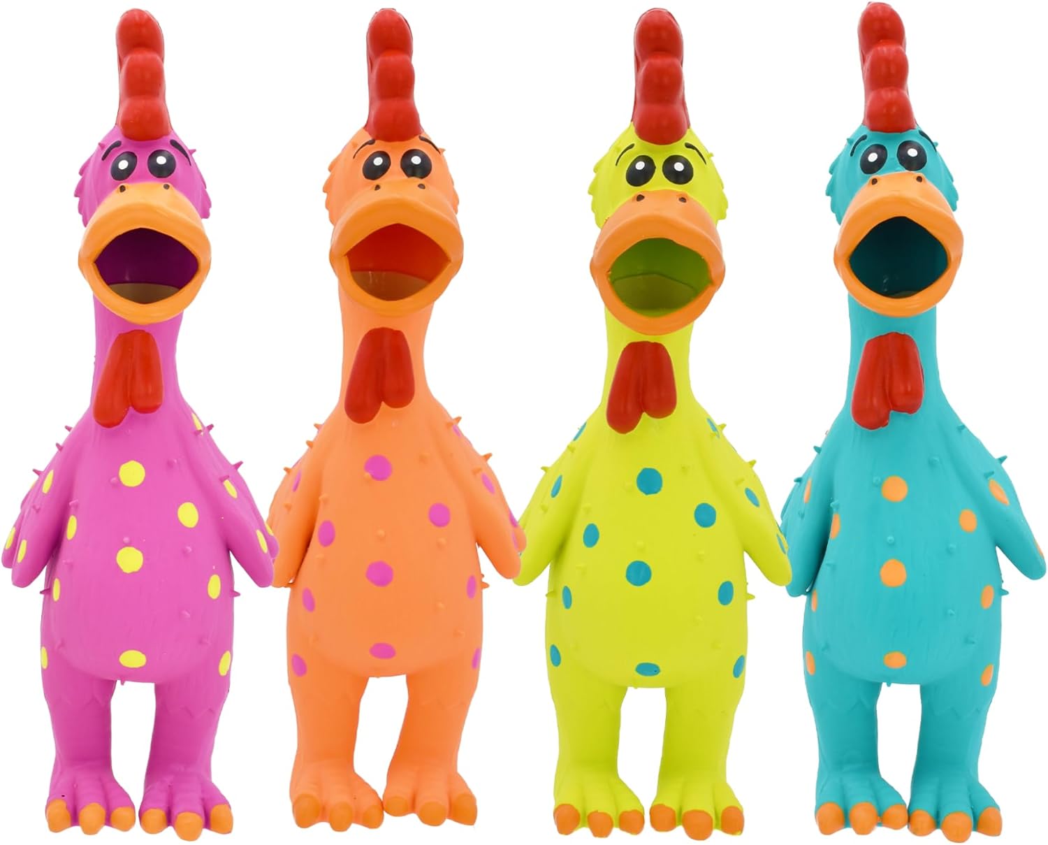 Multipet 11.5-Inch Latex Polka Dot Globken Chicken Dog Toy, Assorted (61001)