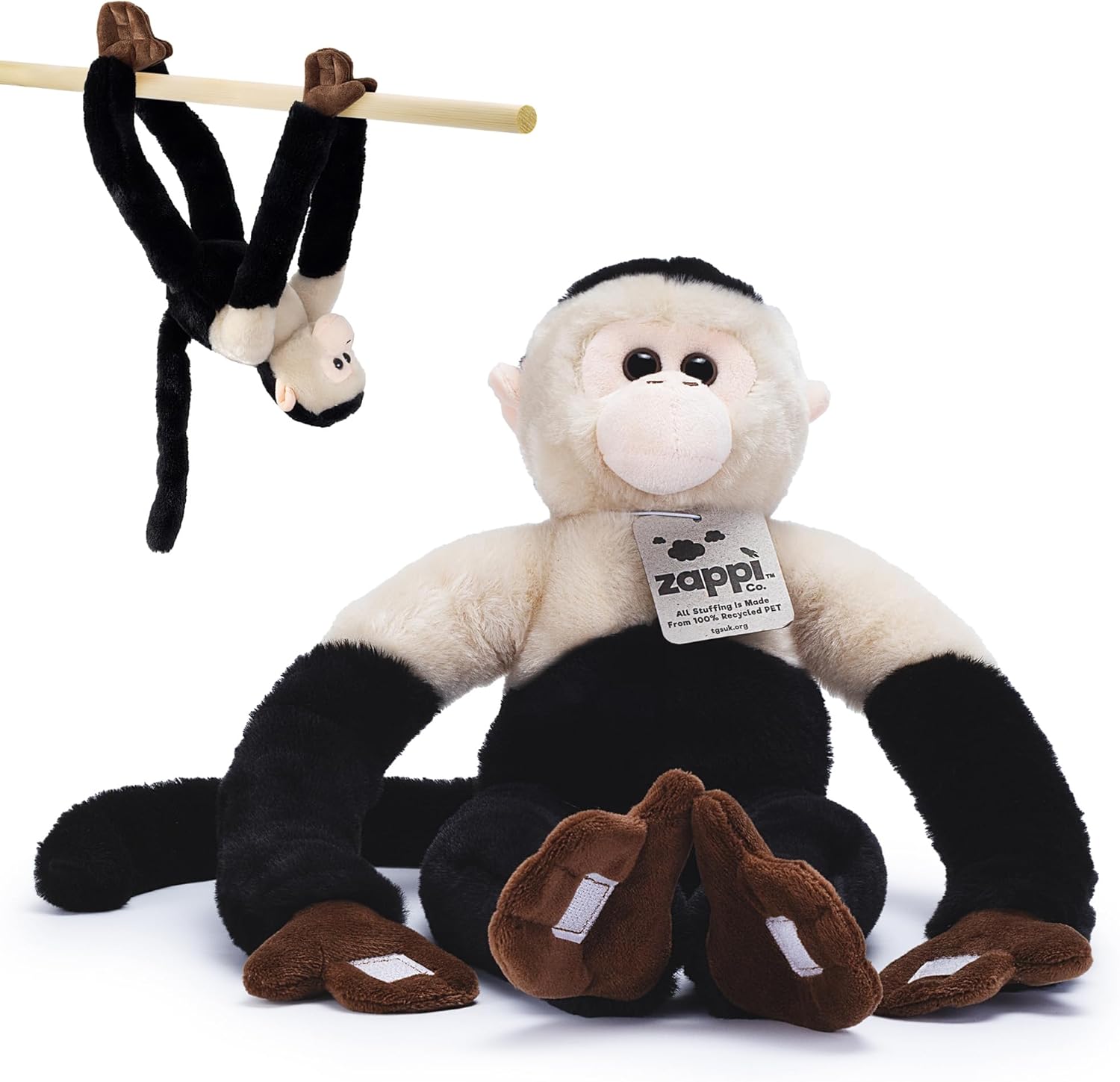 Plush Hanging Capuchin Monkey with Velcro on Paws and Feet - Soft Plush Toy - For Kids Boys Girls Cuddly Plush Toy - Perfect Cuddly Gift for Kid - 46 cm Long