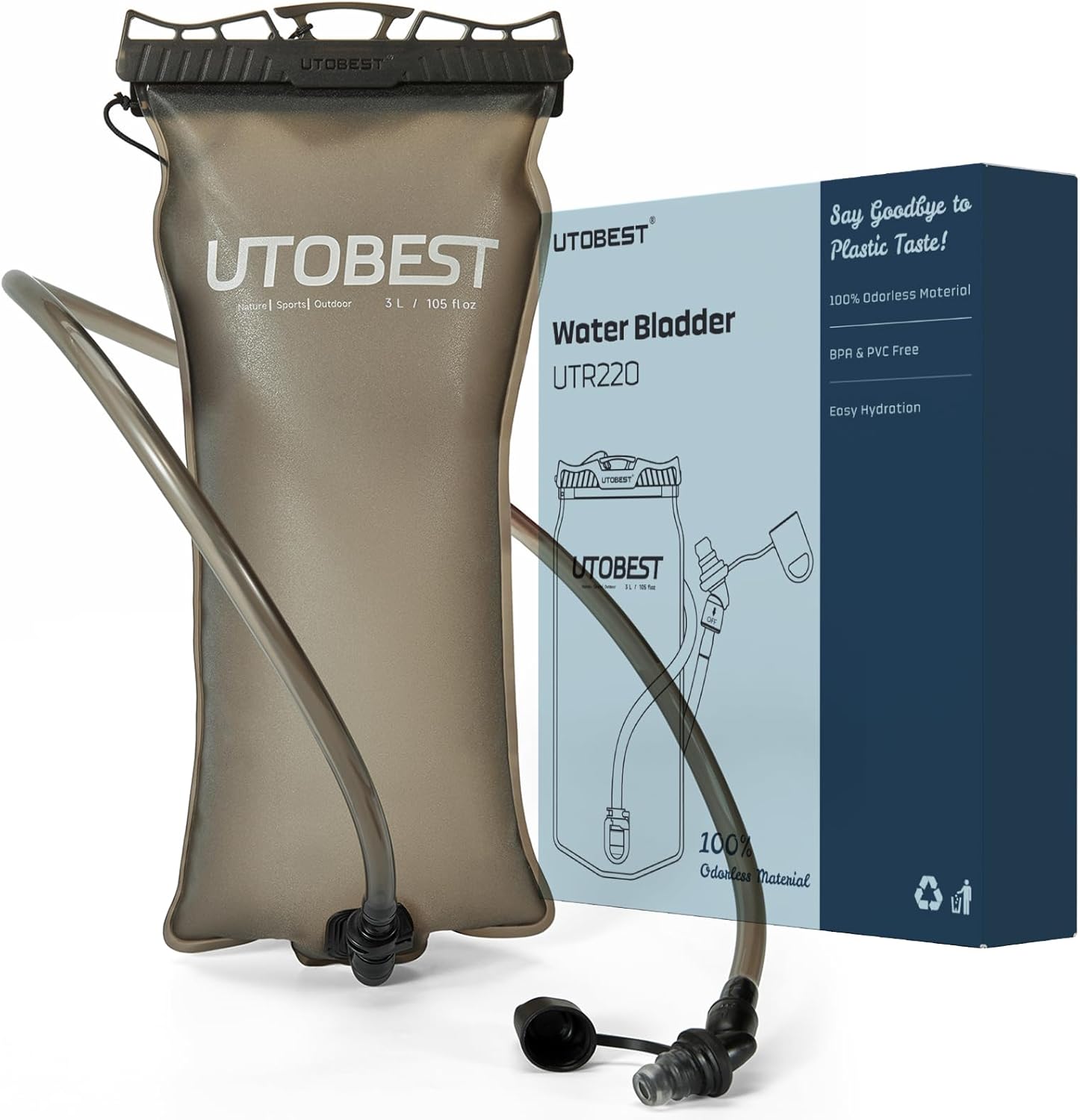 UTOBEST Water Bladder, Hydration Bladder 2L 3L, Upgraded PE+EVA Dual Material Odorless Water Bag, Leak Proof Large Capacity Water Reservoir for Running Cycling Hiking Camping, UTR220