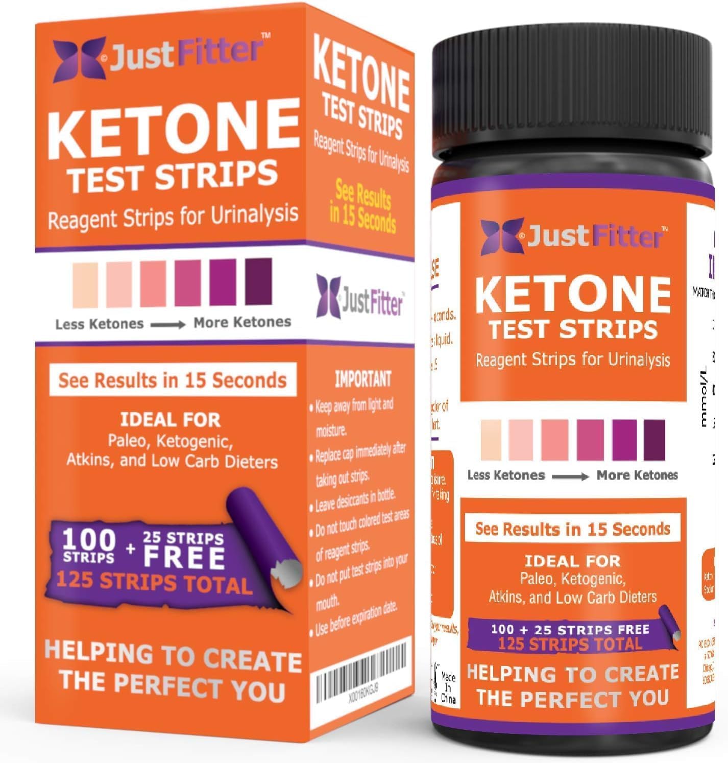 Ketone Keto Urine Test Strips. Look and Feel Great on a Low Carb Ketogenic Diet. Accurately Measure Your Fat Burning Ketosis Levels in 15 Seconds. 125 Strips.