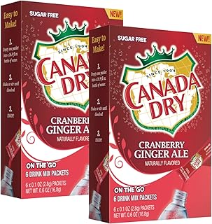 LLE Canada Dry Powder Drink Mix Cranberry Ginger Ale Flavor, Sugar Free & Delicious Water Enhancer Easy to Prepare Powdered Beverages for Picnic Camping Outdoor Drinks 6ct Box, 2 Boxes-12 Sticks Total