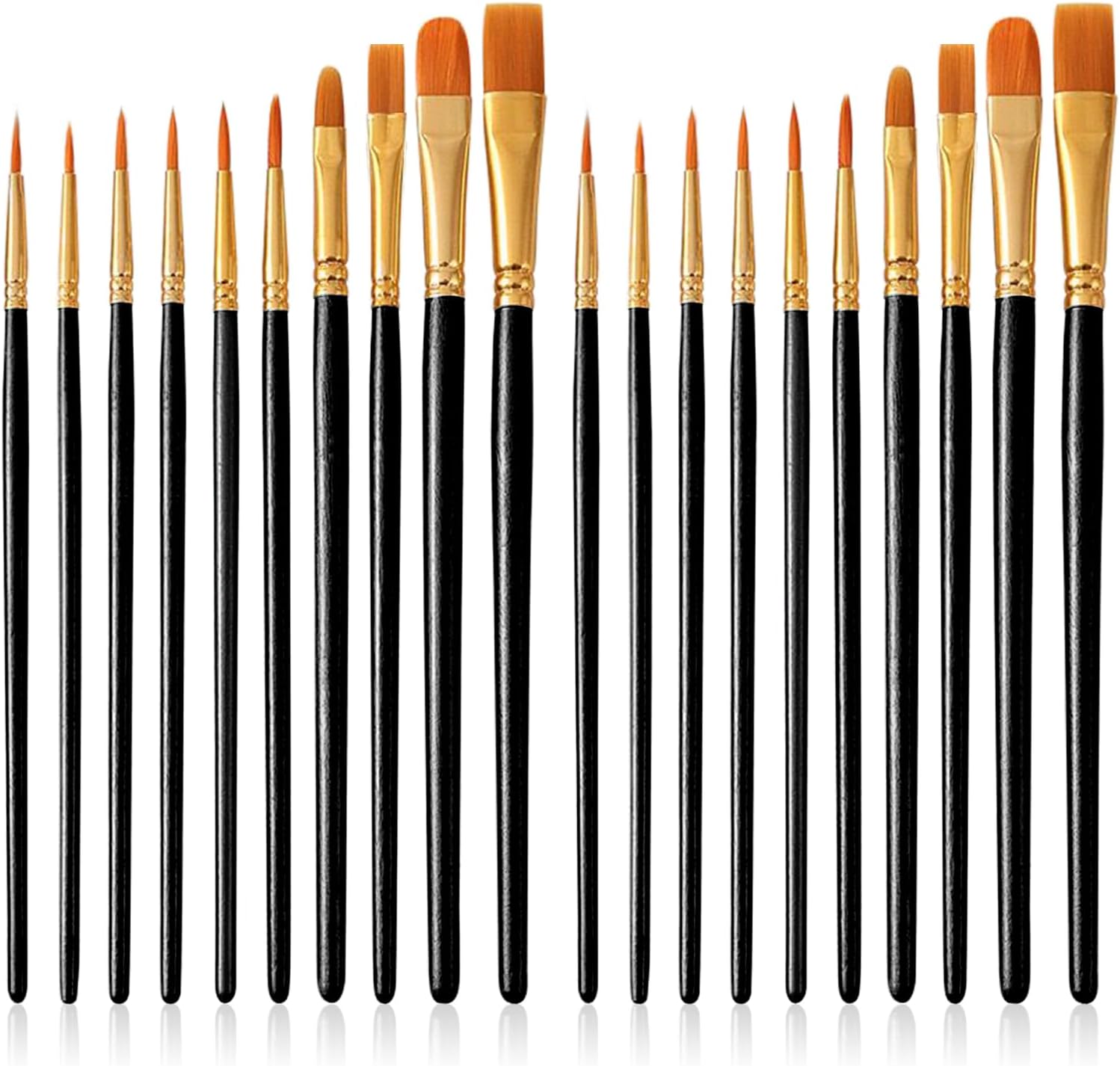 20 Pcs Paint Brushes, Paint Brush Set, Paint Brush, Small Paint Brushes, Acrylic Paints Brushes, Different Sizes, for Acrylic Oil Watercolor Gouache Face Painting(Black)