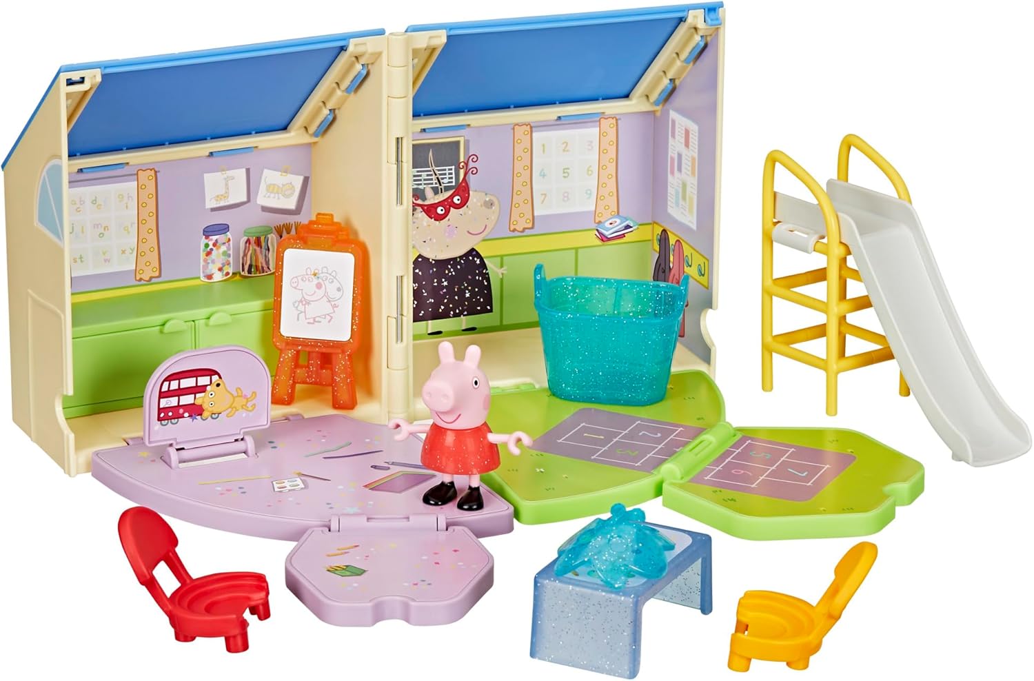 PEPPA PIG Peppa's Pop-Open Playgroup Playset with Figure, Preschool Toys for 3 Year Old Girls and Boys and Up