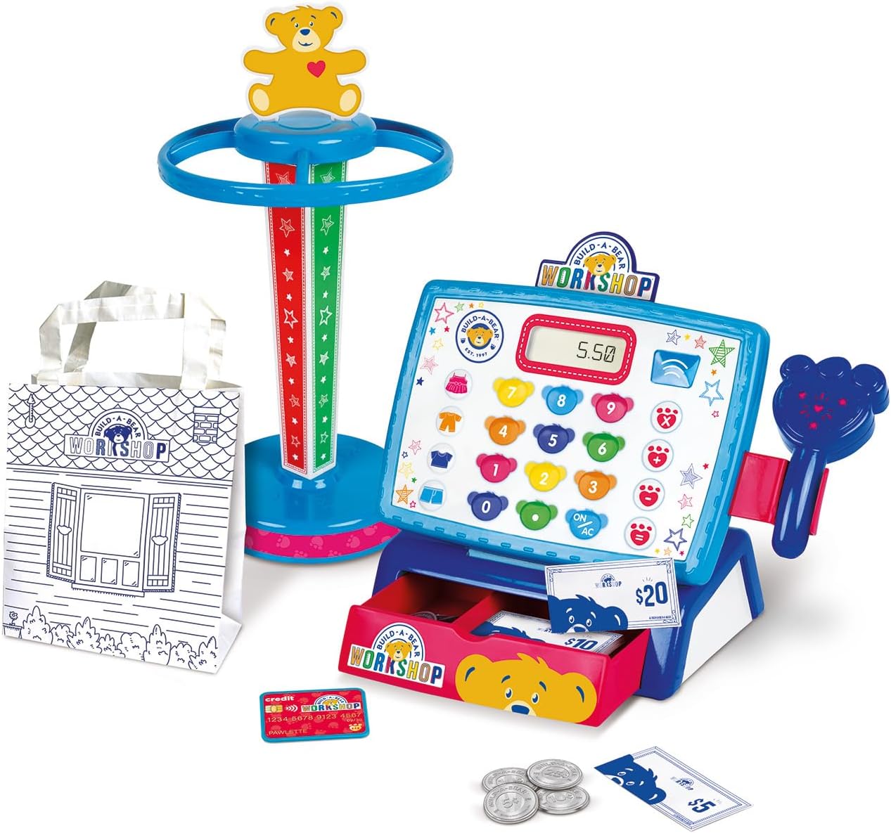 Casdon Build-A-Bear Workshop Toy Shop & Checkout Set | Officially Licensed Build-A-Bear Toy Play Set | Perfect for Roleplay for Children Ages 3+ | Includes Electronic Cash Register