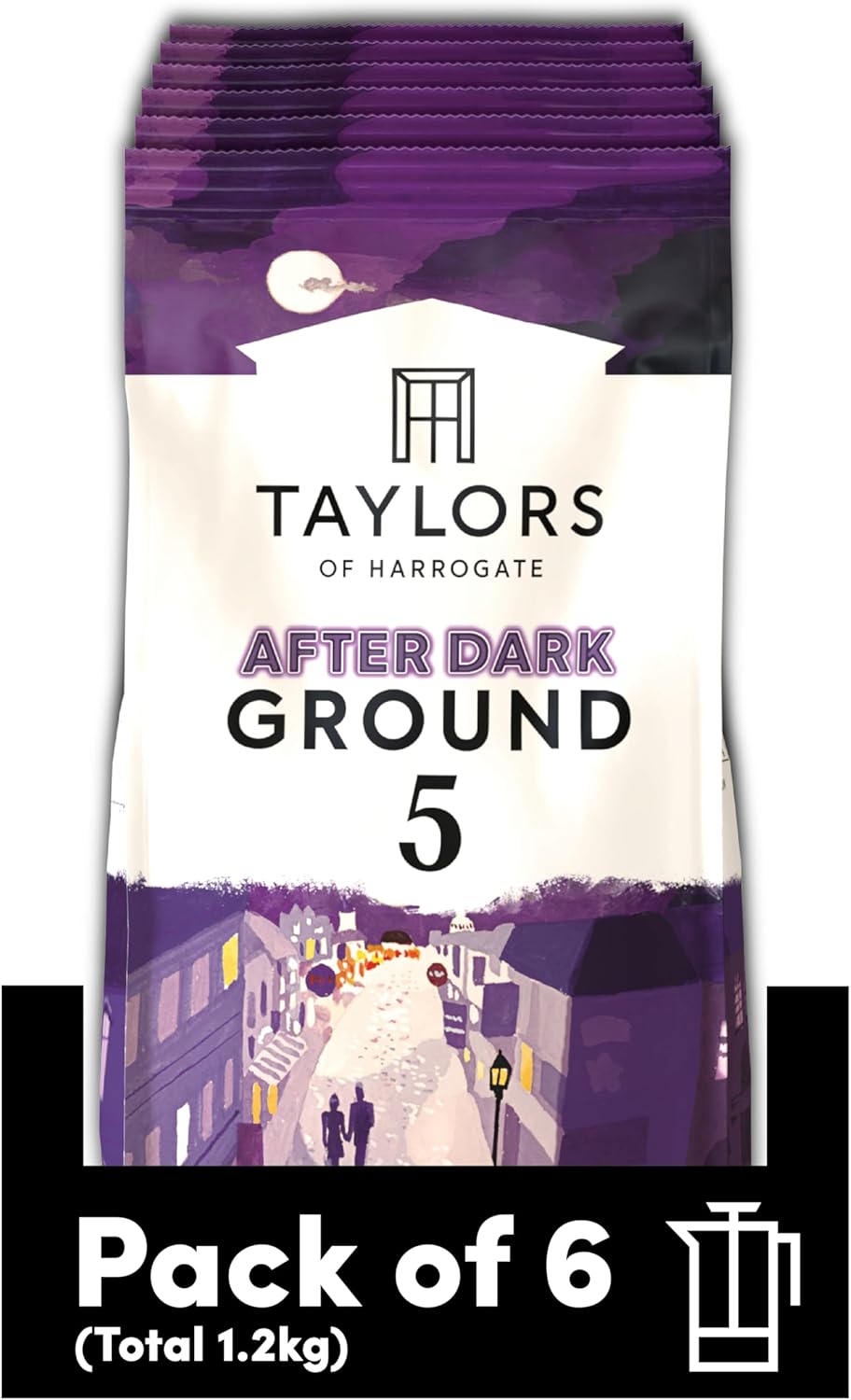Taylors of Harrogate After Dark Ground Coffee, 200 g (Pack of 6 - Total 1.2kg)