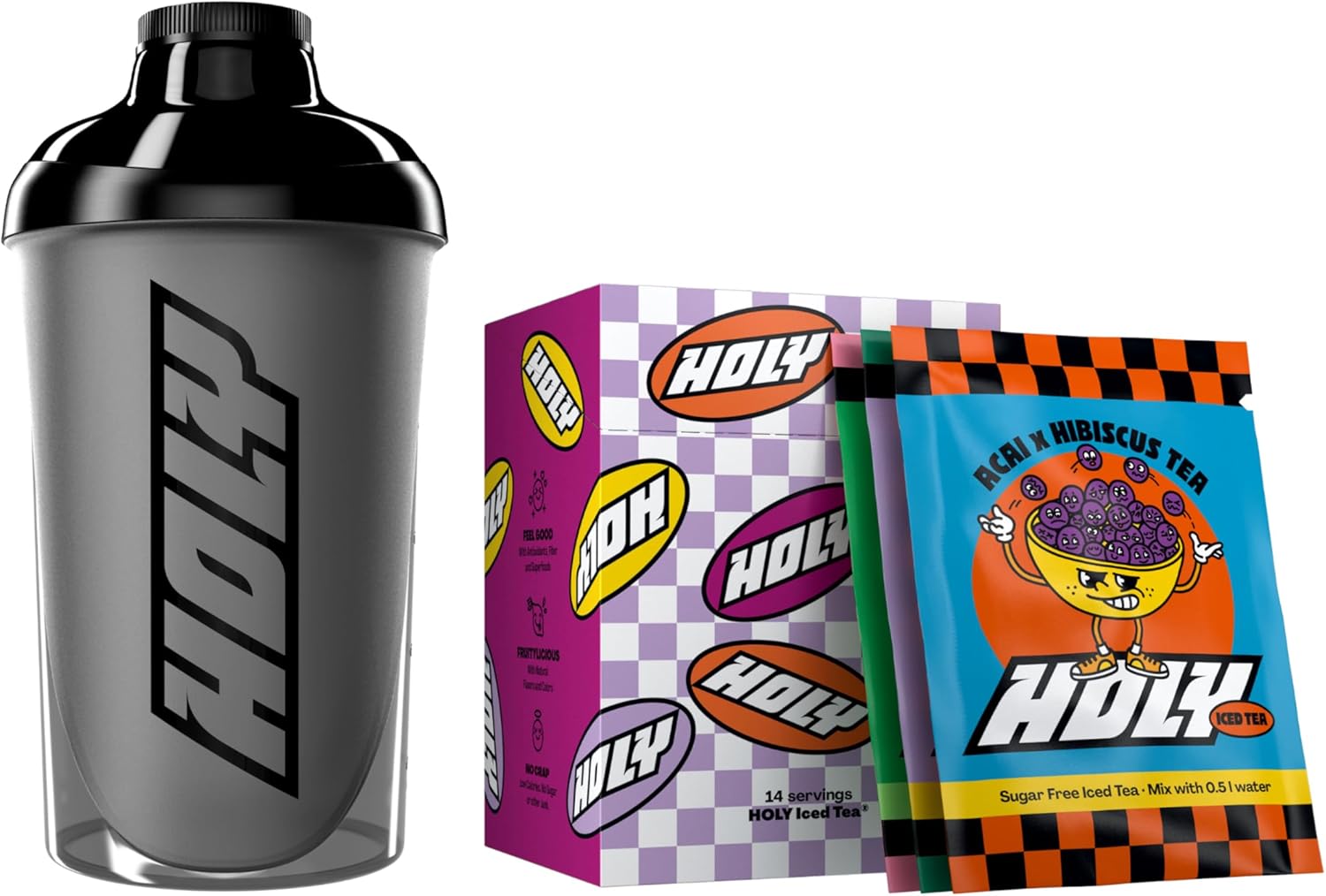 HOLY Iced Tea Starter Set - sugar-free Iced Tea | 2x7 portions with natural fruity flavour | with antioxidants & superfoods | vegan, real tea-based, 100% natural fruit flavours