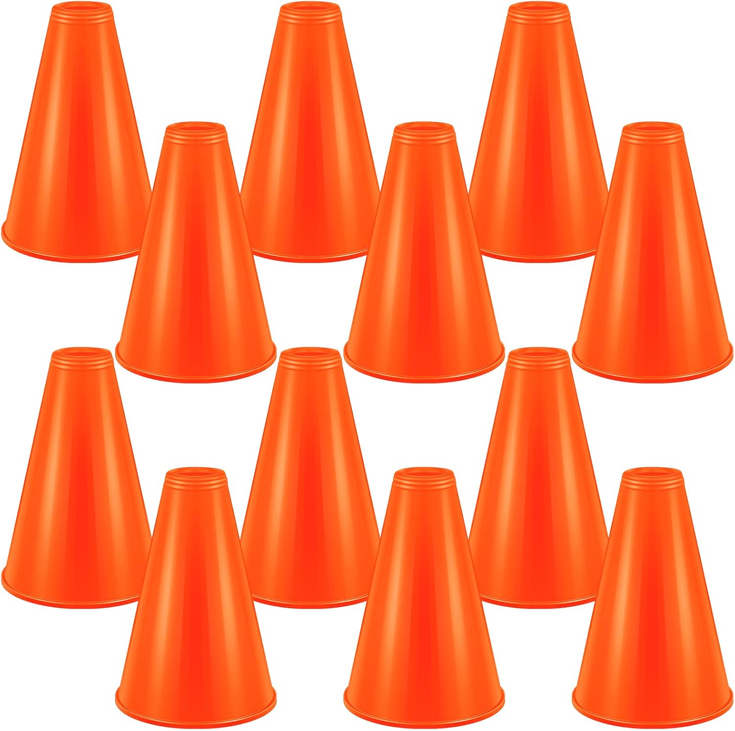12 Pieces Cheer Megaphone for Party Favors Sports Cheers Party Noisemaker DIY Plastic Megaphone for Party Sports Match Game Outdoor Activities (Orange)