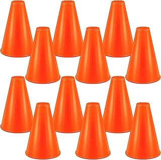 12 Pieces Cheer Megaphone for Party Favors Sports Cheers Party Noisemaker DIY Plastic Megaphone for Party Sports Match Game Outdoor Activities (Orange)
