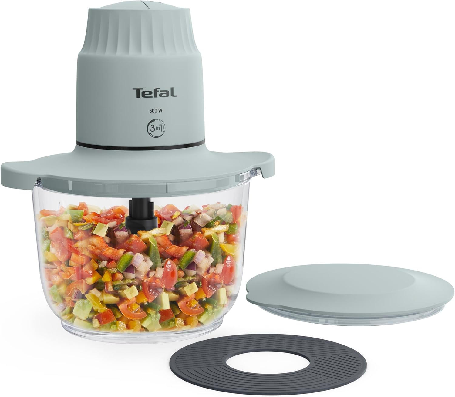 Tefal XXL Electric Chopper, 2L Durable Heat Resistant Glass Bowl, Storage Lid, 4 Stainless Steel Blades, 2 Speeds, Food Processor, Dips, Hummus, Fruit & Vegetable