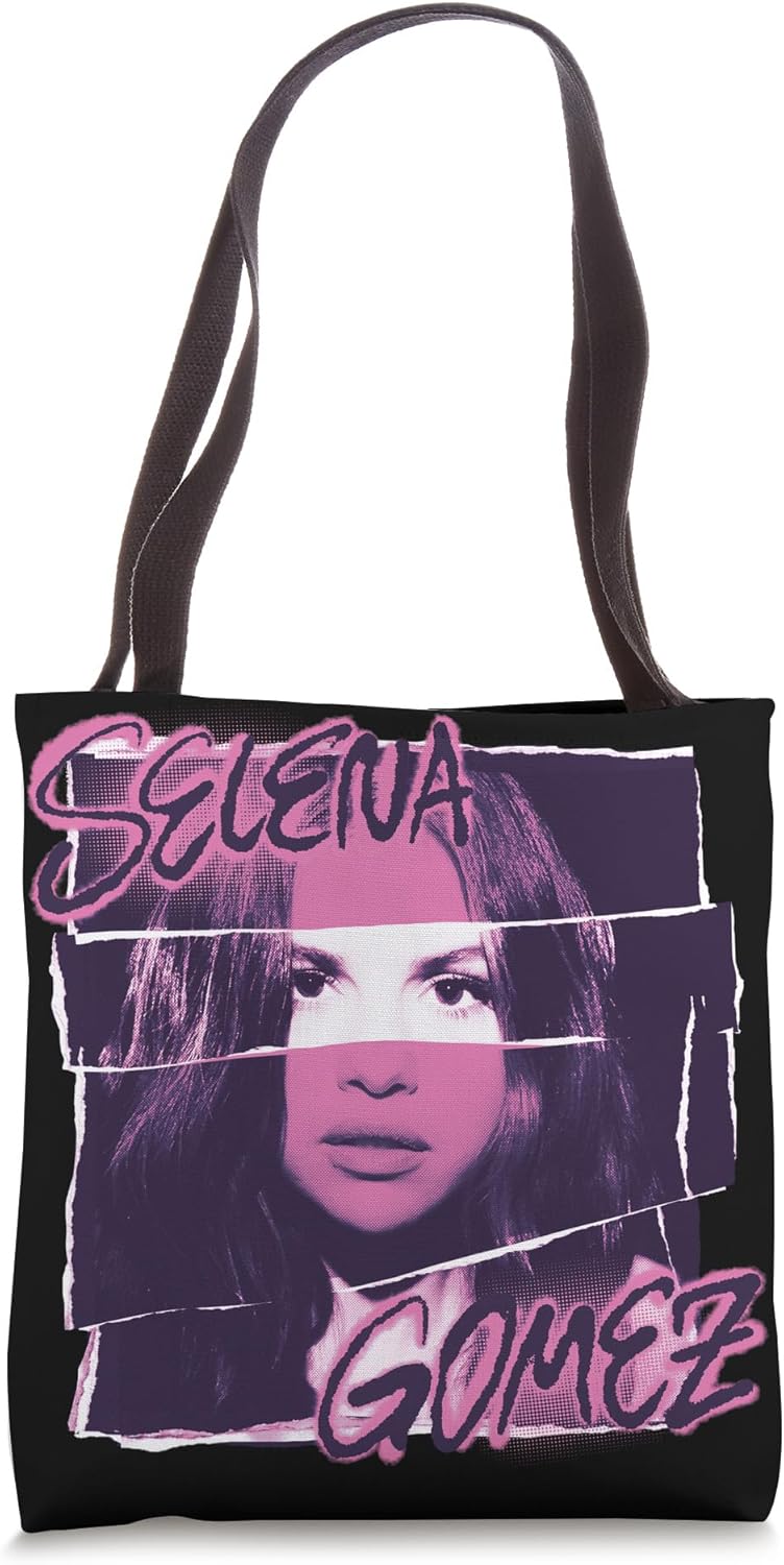 Official Selena Gomez Pink Photo Black Tote Bag