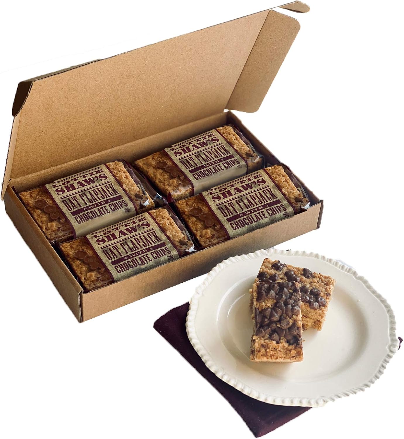 Letter Box Pack of 4 Oat Flapjack with chocolate chips 400g