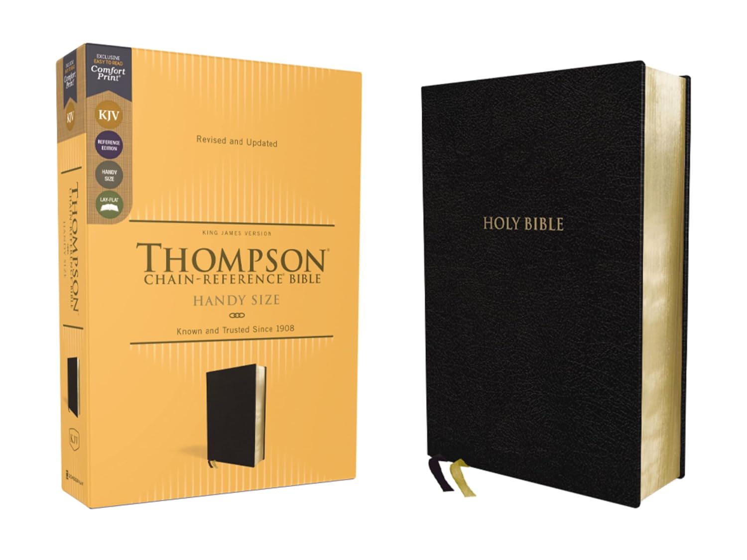 KJV, Thompson Chain-Reference Bible, Handy Size, European Bonded Leather, Black, Red Letter, Comfort Print: King James Version, Black, European Bonded Leather, Red Letter