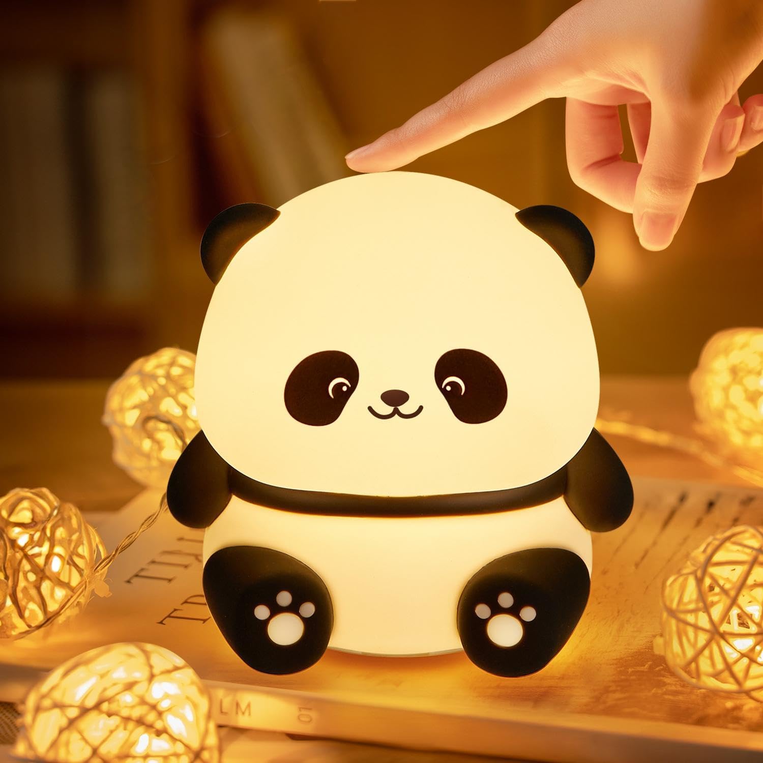 One Fire Panda Night Light for Kids Night Light, 16 Colors nightlight for Kids Room, Dimmable + Soft Silicone +12H Use Touch Nightlight Cute Lamp Kawaii Panda Gifts for Baby Toddler Girl Boy