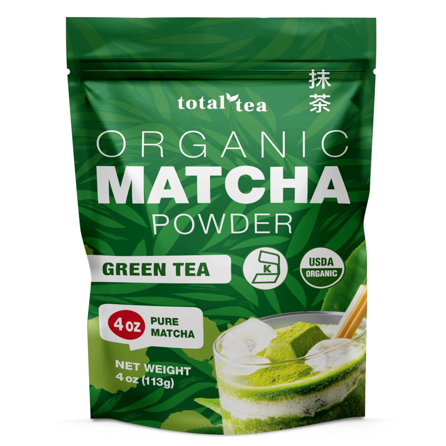 Organic Matcha Green Tea Powder (4-Oz) – Certified USDA Organic Powder for Matcha Latte, Tea, and Smoothies – Kosher, Non-Gmo, Antioxidant Rich by Total Tea