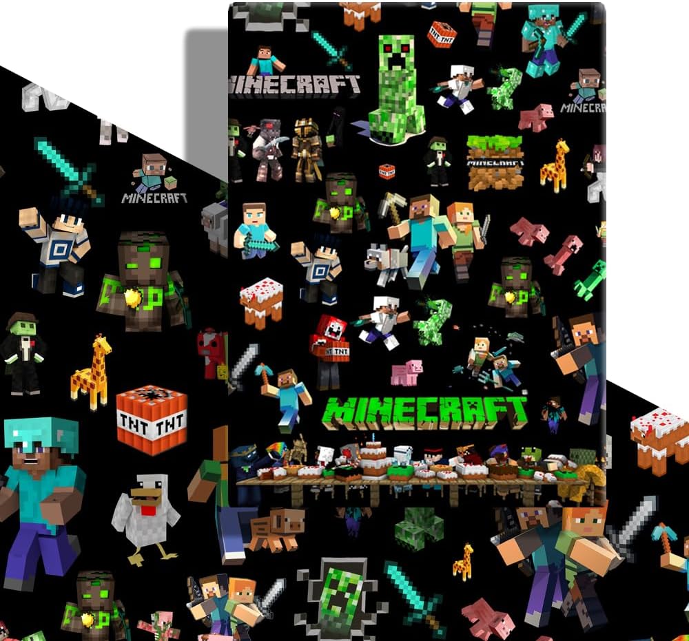 YOOYEH Wrapping Papers, 5 PCS 70x50cm Birthday Gift Wrapping Paper Christmas Wrap for Kids (Black)