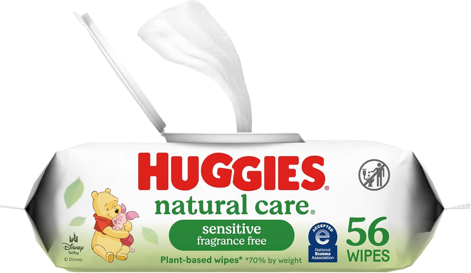 Huggies Natural Care Sensitive Baby Wipes, Unscented, Hypoallergenic, 99% Purified Water, 1 Flip-Top Pack (56 Wipes Total)