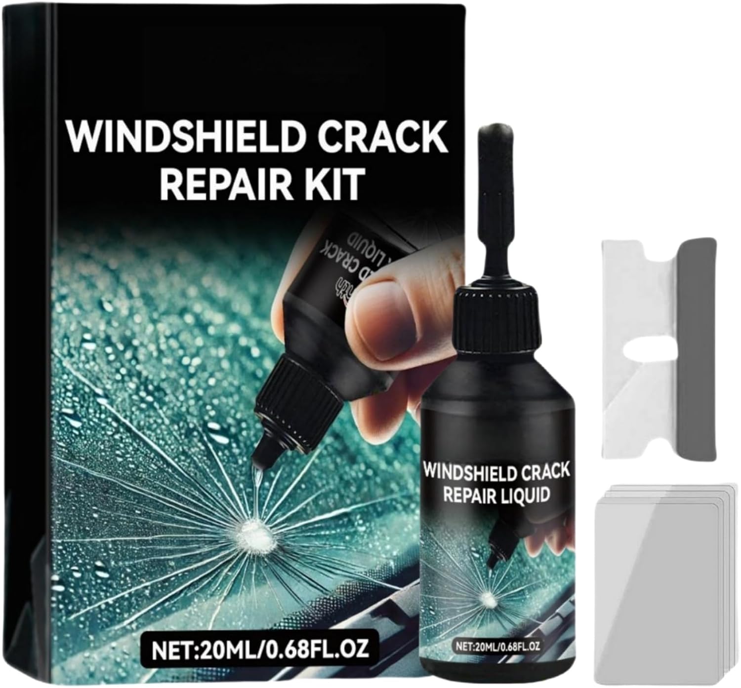 Windshield Crack Repair Kit,Quick Repair Windshield and Glass Repair Tools,Glass Scratch Remover Kit,Glass Repair Fluid,DIY Glass Scratch Remover,Glass Crack Repair Kit,Cracked Glass Repair Fluid