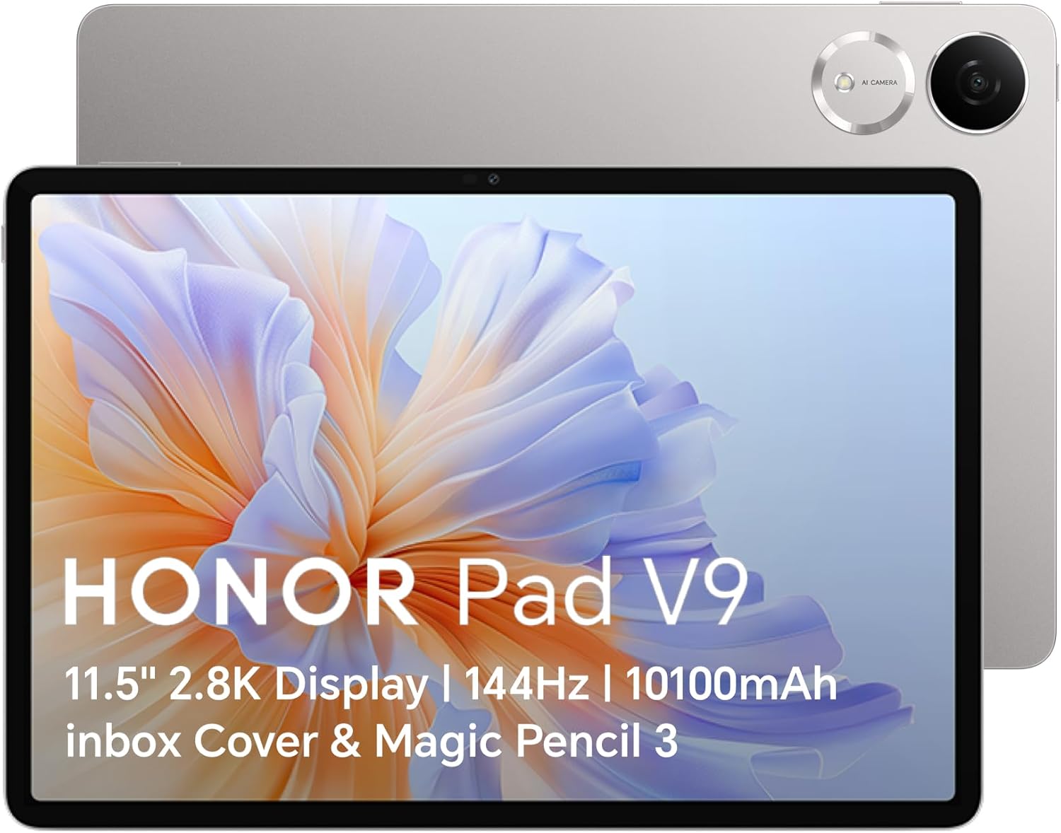 HONOR Pad V9, 2.8K 144Hz Eye Comfort Display,10,100mAh Battery, 256GB Storage Wi-Fi Tablet Gray Bundle with inbox Flip cover Magic Pencil 3