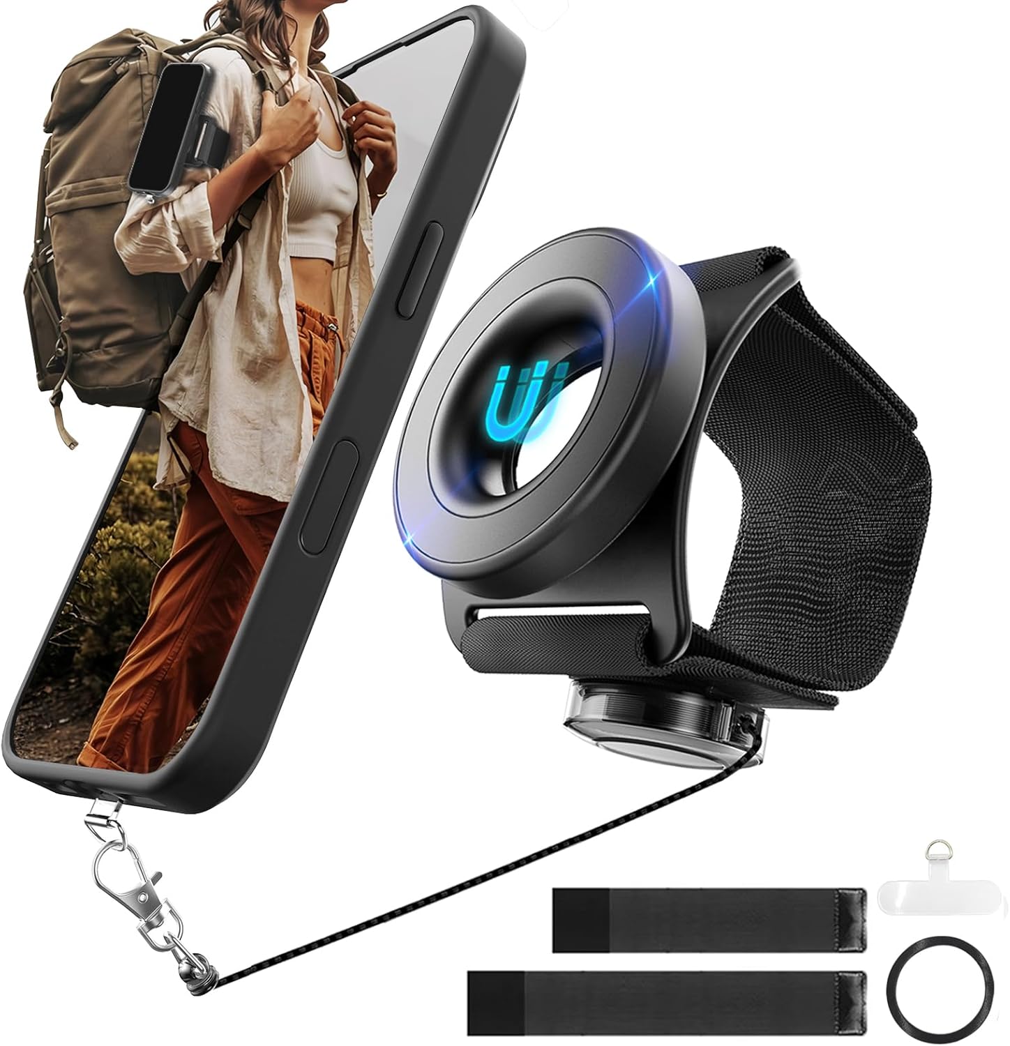 Running Phone Holder for iPhone,【Upgraded N52 Magnetic&Telescopic Anti Drop Rope】 360 ° rotatable,Armband,Wristband,Cell Phone Holder, for All Call Phone,iPhone/Sumsung/Android