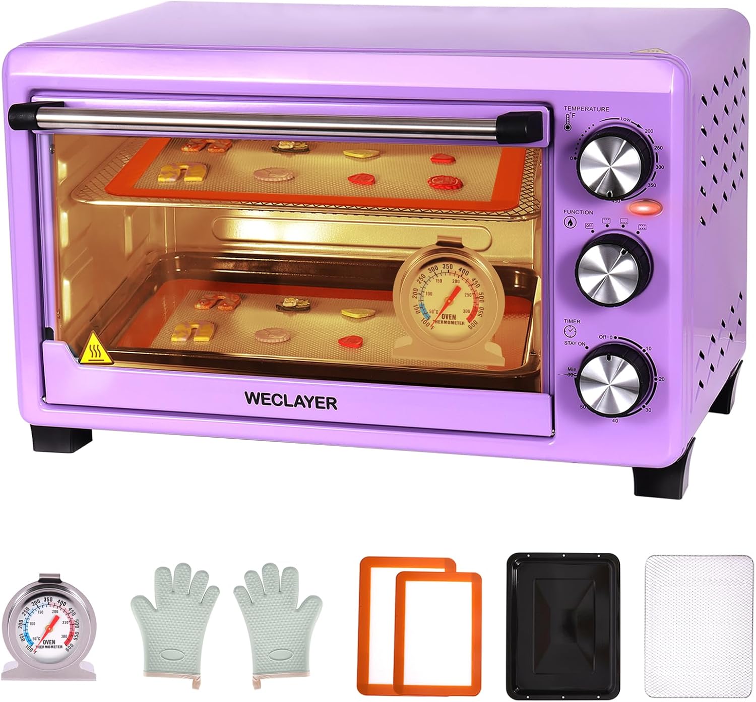25QT Polymer Clay Oven with Adjustable Time & Temperature,Medium Capacity Electric Oven for bake Clay,Polymer Clay Tools,Includes Tray,Wire Rack,Thermometer,Heat-resistant Silicone Mat and Gloves