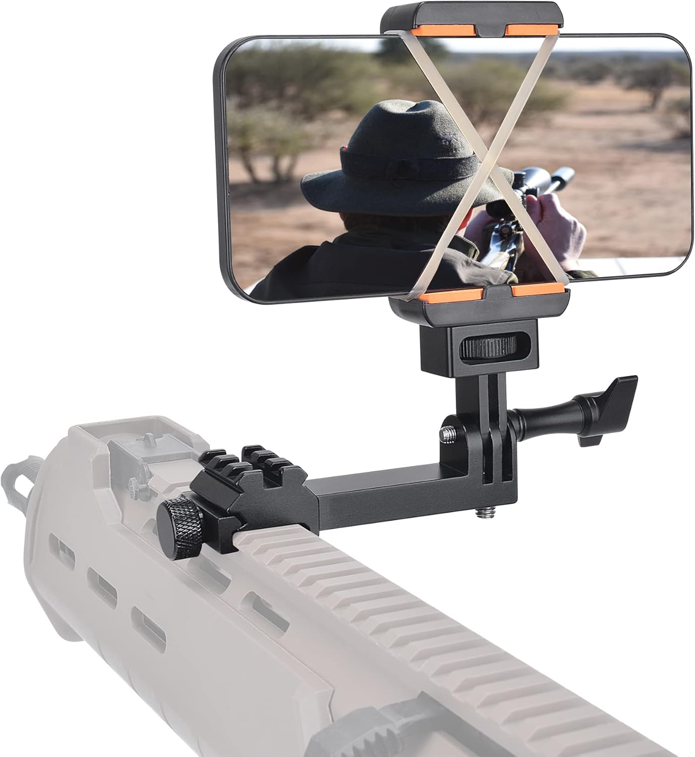 fantaseal High Precision Aluminum Alloy Cell Phone Smartphone Gun Clamp Mount Picatinny Rail Holder Airsoft Hunting FPV Video Recording Kit for iPhone YouTube Tiktok Vlogging