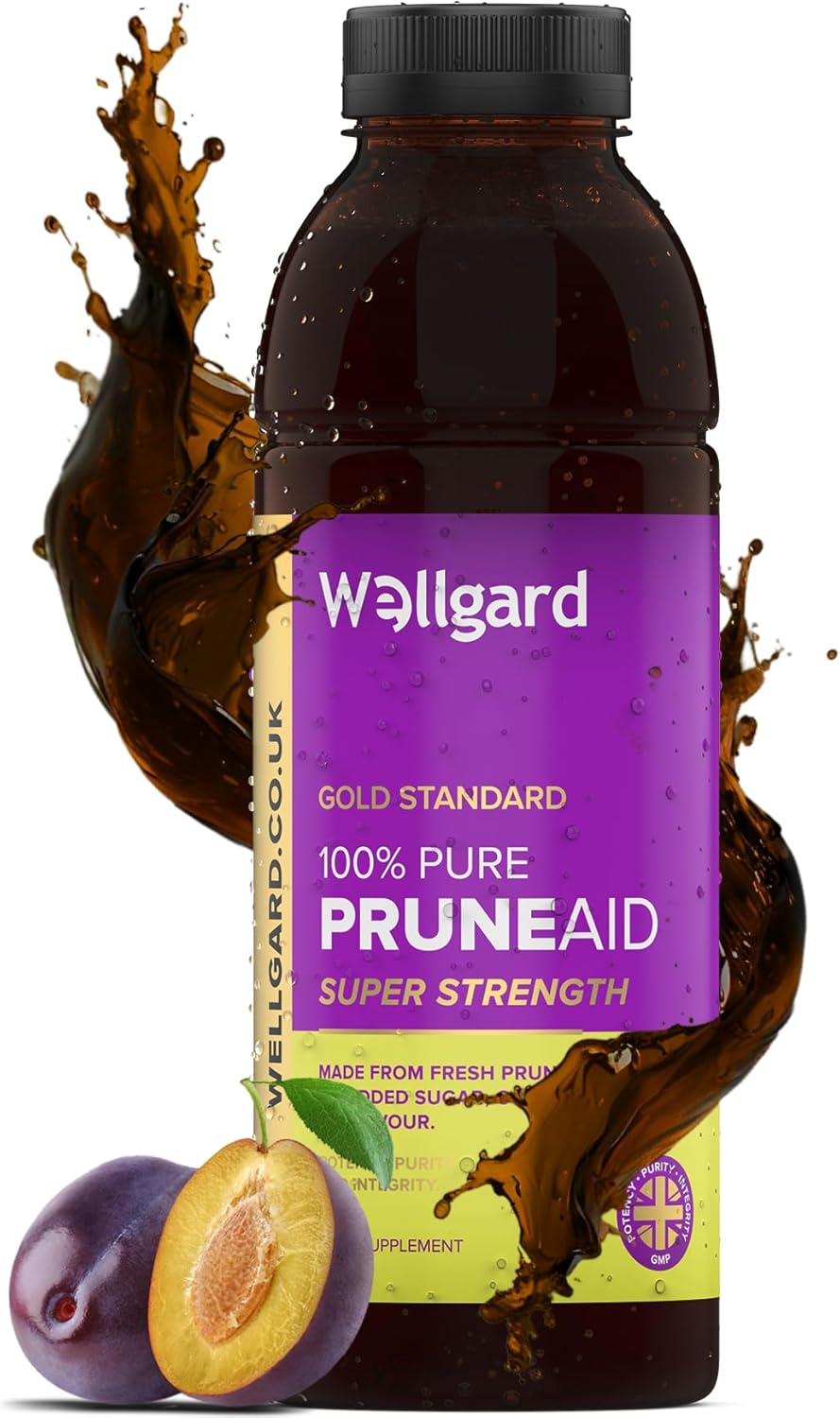 Wellgard Prune Juice, PruneAid 100% Fresh Prune Juice 500ml, Made in UK