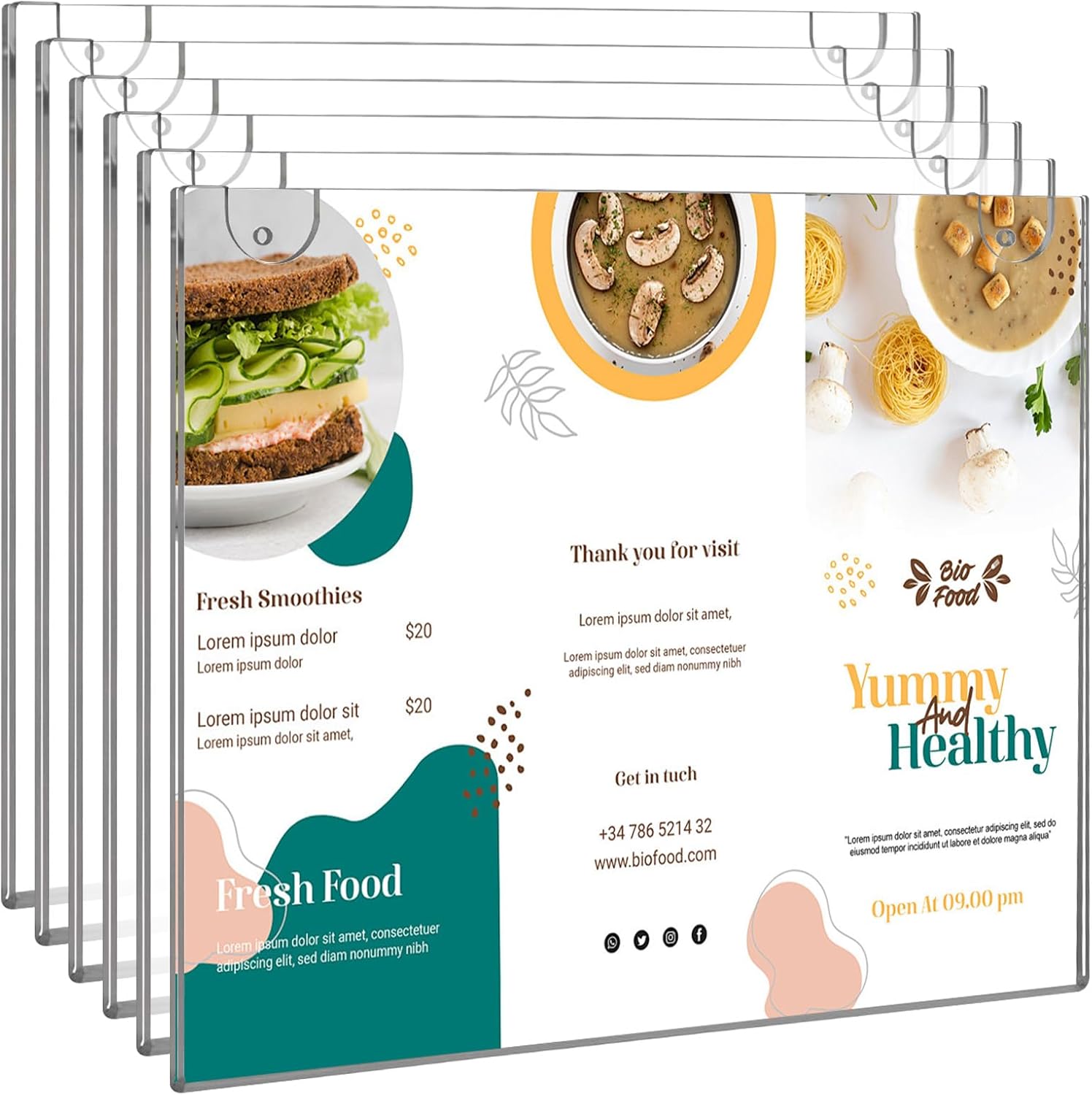 LDHHYH 6Pcs A4 Acrylic Sign Holder, Clear Landscape Wall Sign Holder, A4 Wall Mounted Document Holder, Poster Board for Office Retail Store Notice Paper Sign