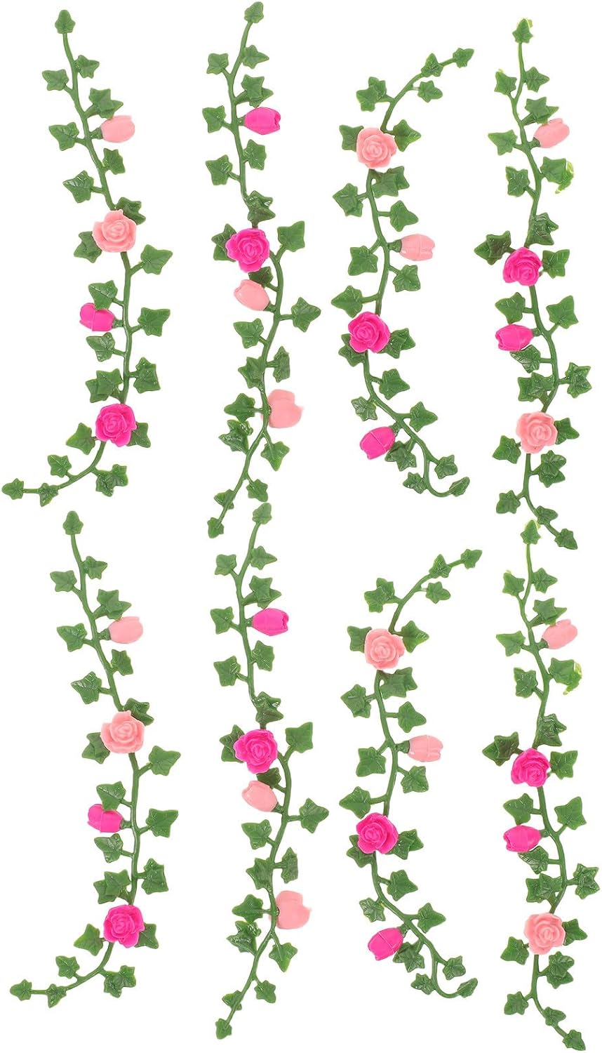 BESPORTBLE 8pcs Dollhouse Rose Vine Hanging Decoration - Mini Flower Vine Decorations for DIY Mini Model Railway Fairy Garden Diorama Scenery