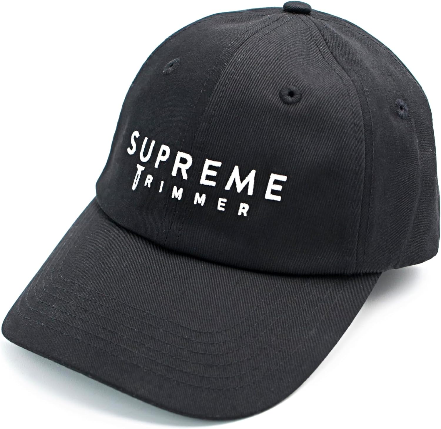 Supreme Trimmer Hat | Black Hat, White Logo | Golf Style Cap