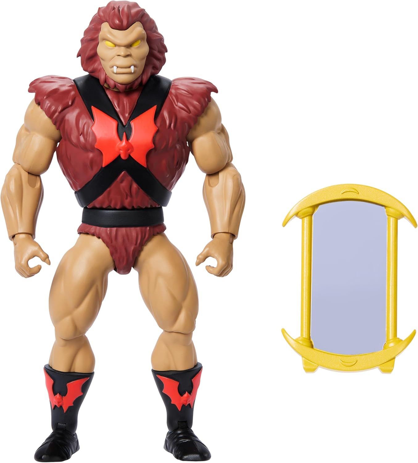 Masters of the Universe Origins Action Figure Cartoon Collection Grizzlor, 5.5-inch 1980s MOTU TV Hairy Villain, Detailed Design & Mirror Accessory, JBM90
