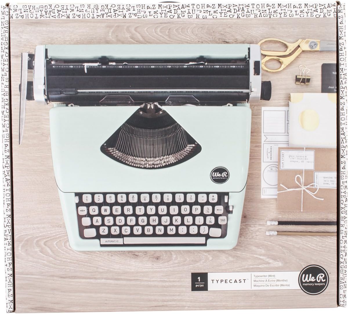 We R Memory Keepers Decorative Retro Typewriter Mint, Old Fashioned, Vintage Font, for Crafting Room, for Decorating, Gifts, and Typing Letters, Cards and More