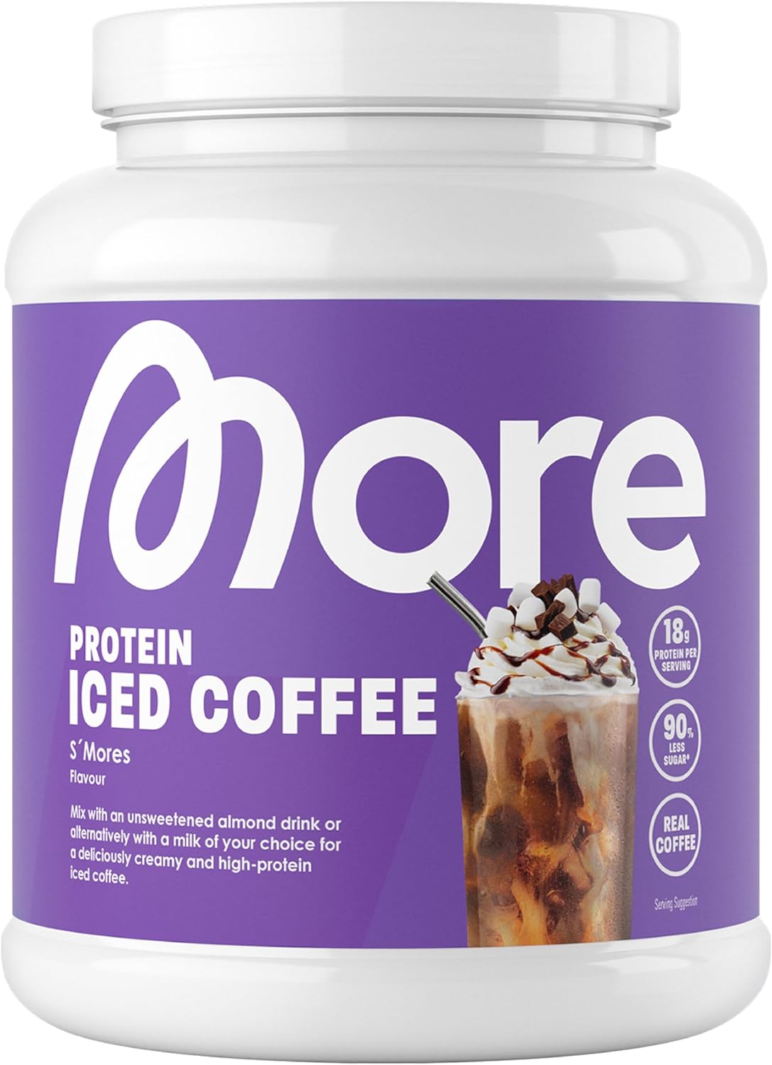 More Protein Iced Coffee, S'Mores, 500 g, 1.1 lbs, 20 Servings - Protein Powder with Instant Coffee - Made in Germany