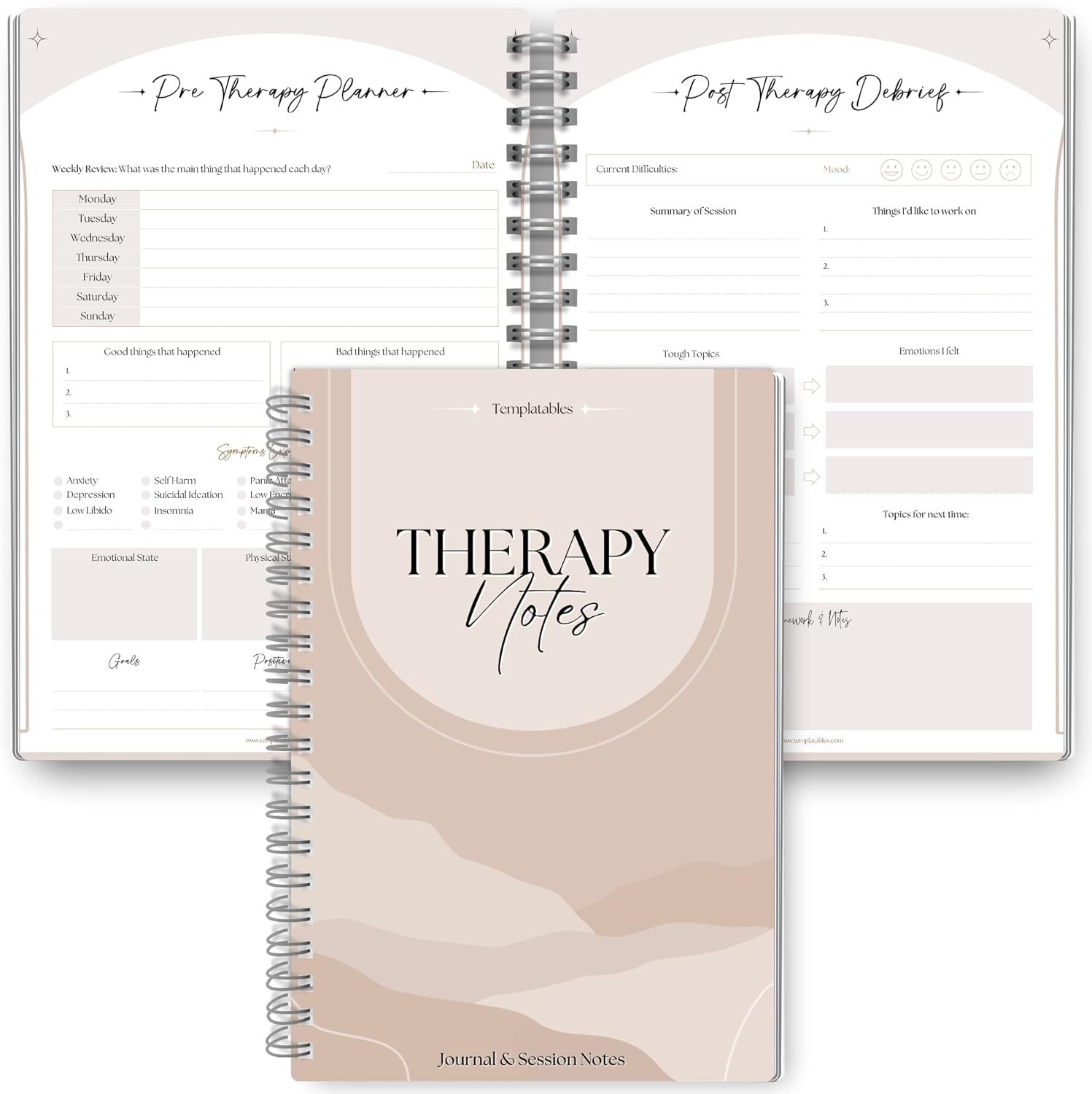 Therapy Notes Journal - Pre & Post Therapy Planner for Reflection, Journaling & Self-Discovery | Premium 120gsm Paper with Soft Touch Cover | A5 Lux