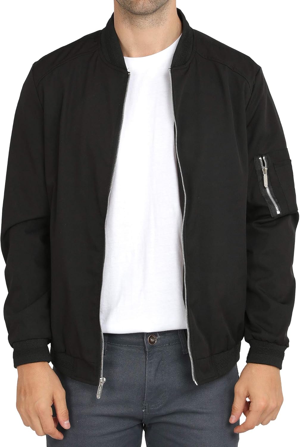 WULFUL Mens Casual Lightweight Jacket Softshell Flight Bomber Jacket Varsity Windbreaker