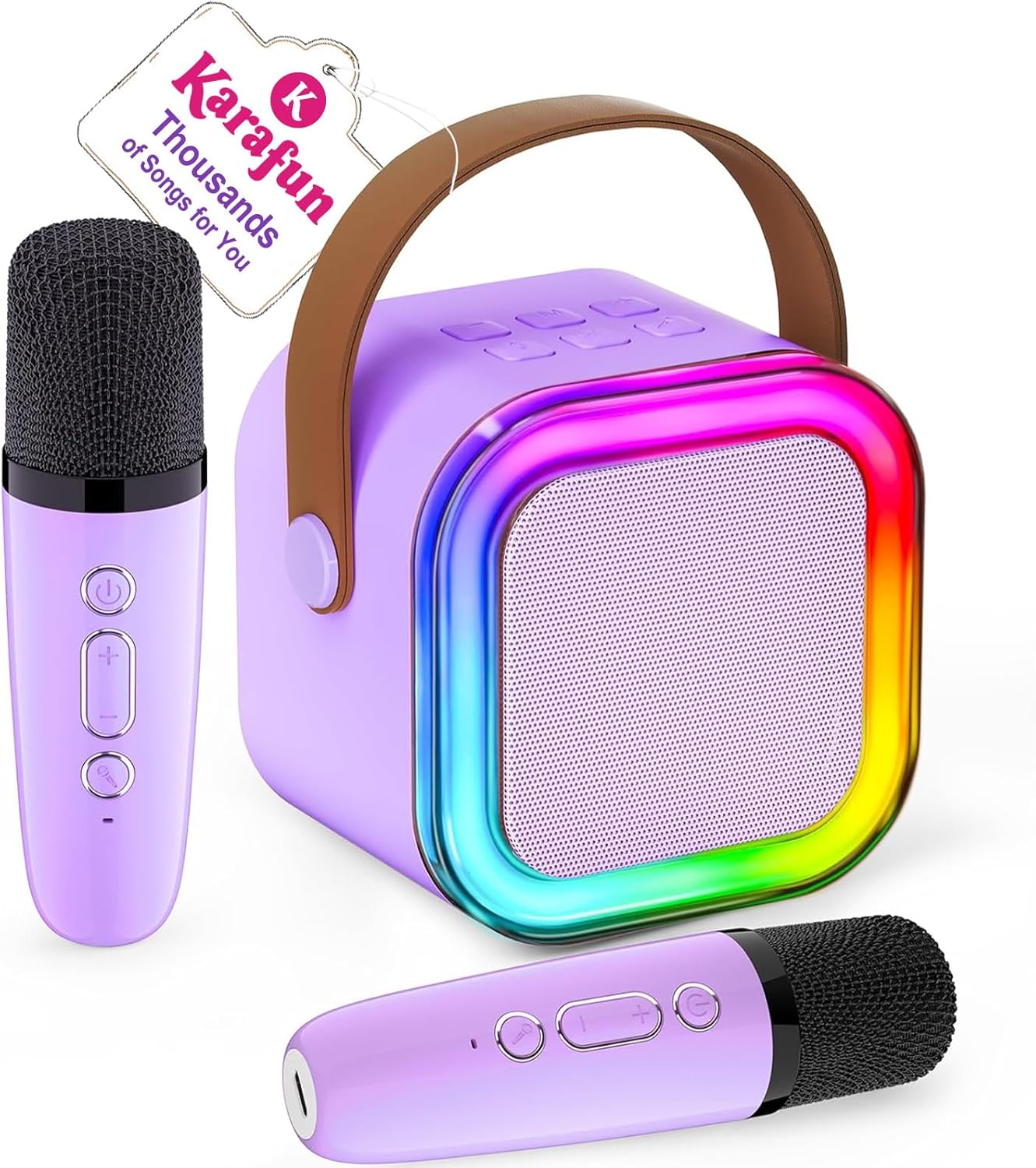 IROO Mini Karaoke Machine for Kids, 2025 TOP Toys Birthday Gifts Ideas for Girls Ages 4, 5, 6, 7, 8, 9, 10, 12+ Years Old, Portable MP3 Player with 2 Wireless Mics for Party(Purple)