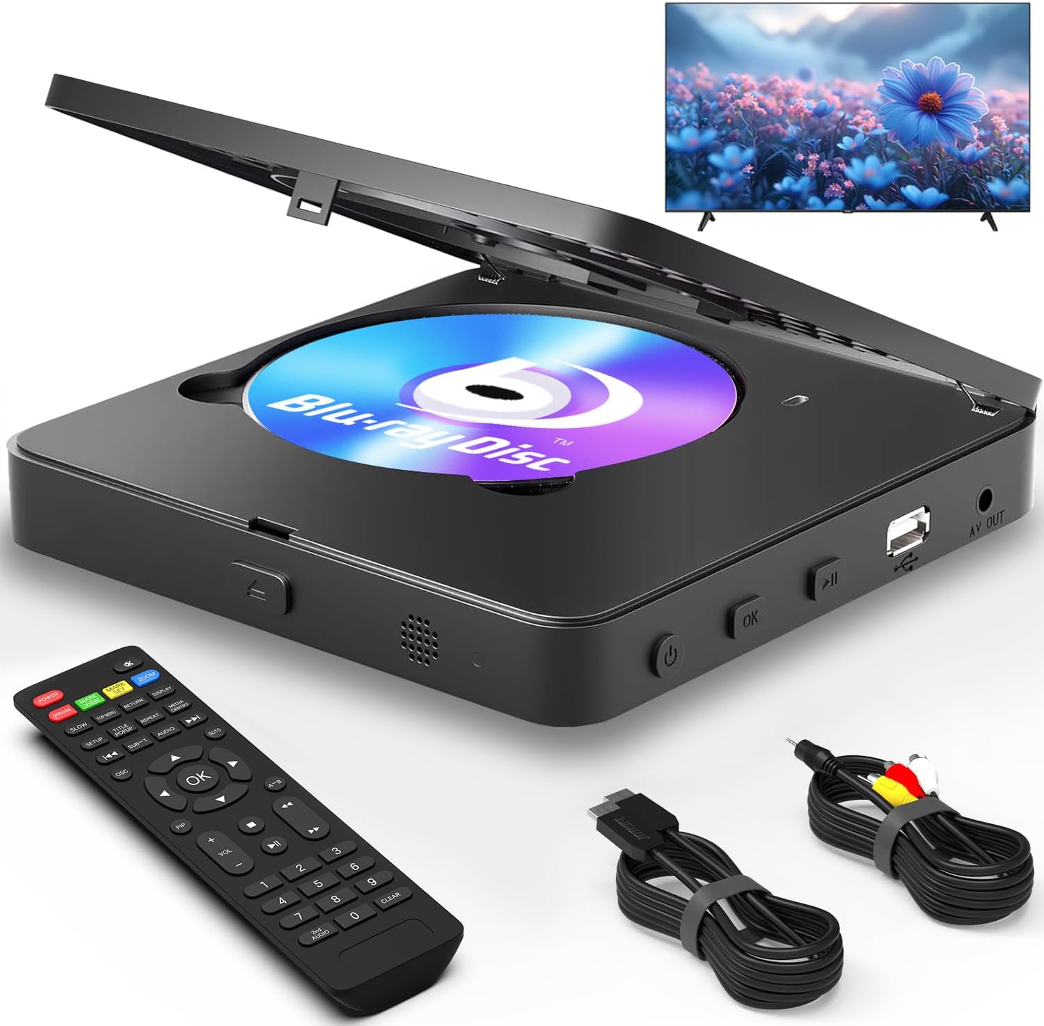 Blu Ray DVD Player 1080P Full HD for TV with HDMI AV Output