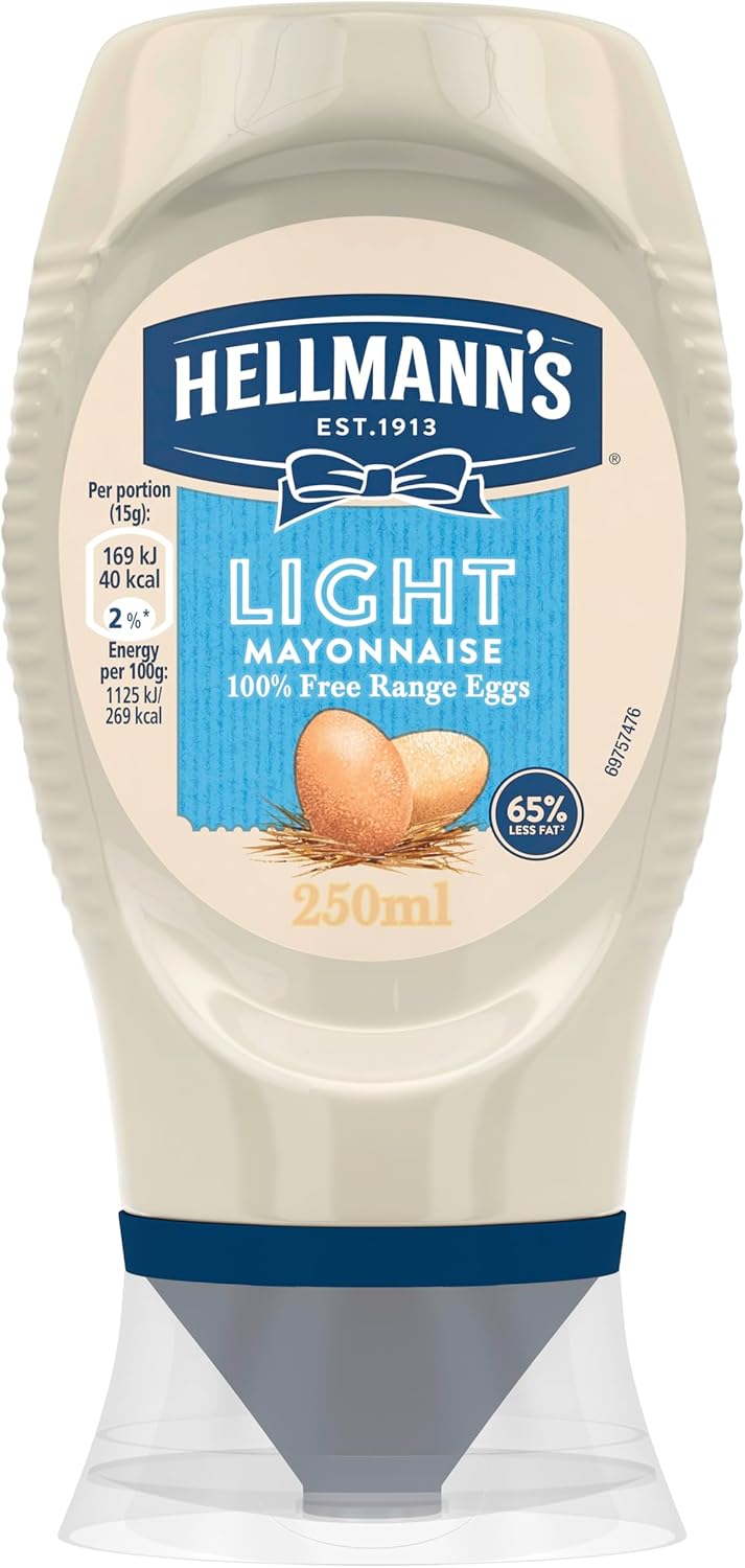 Hellmann's Light Light Mayonnaise made with free-range eggs light mayo for sandwiches, wraps and salads 250 ml