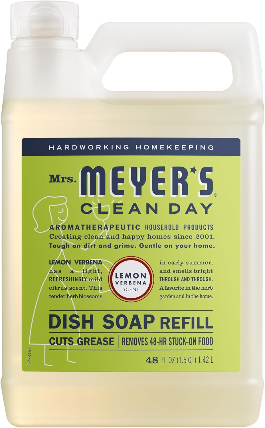 MRS. MEYER'S CLEAN DAY Liquid Dish Soap Refill, Lemon Verbena (48 Fl Oz (Pack of 1))