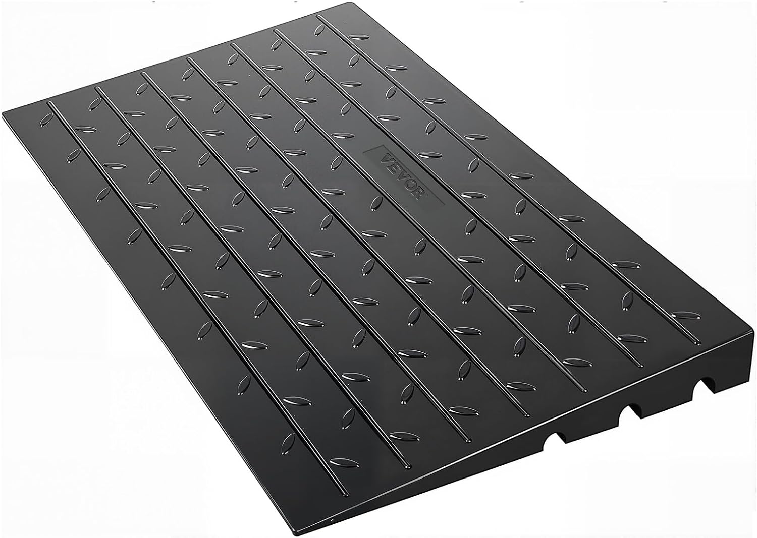 VEVOR Rubber Threshold Ramp for Doorway 4" Rise, 3 Channels Cord Cover Curb Ramp, Angled Entry Rated 2200 Lbs Load Capacity Rubber Ramp for Wheelchair and Scooter