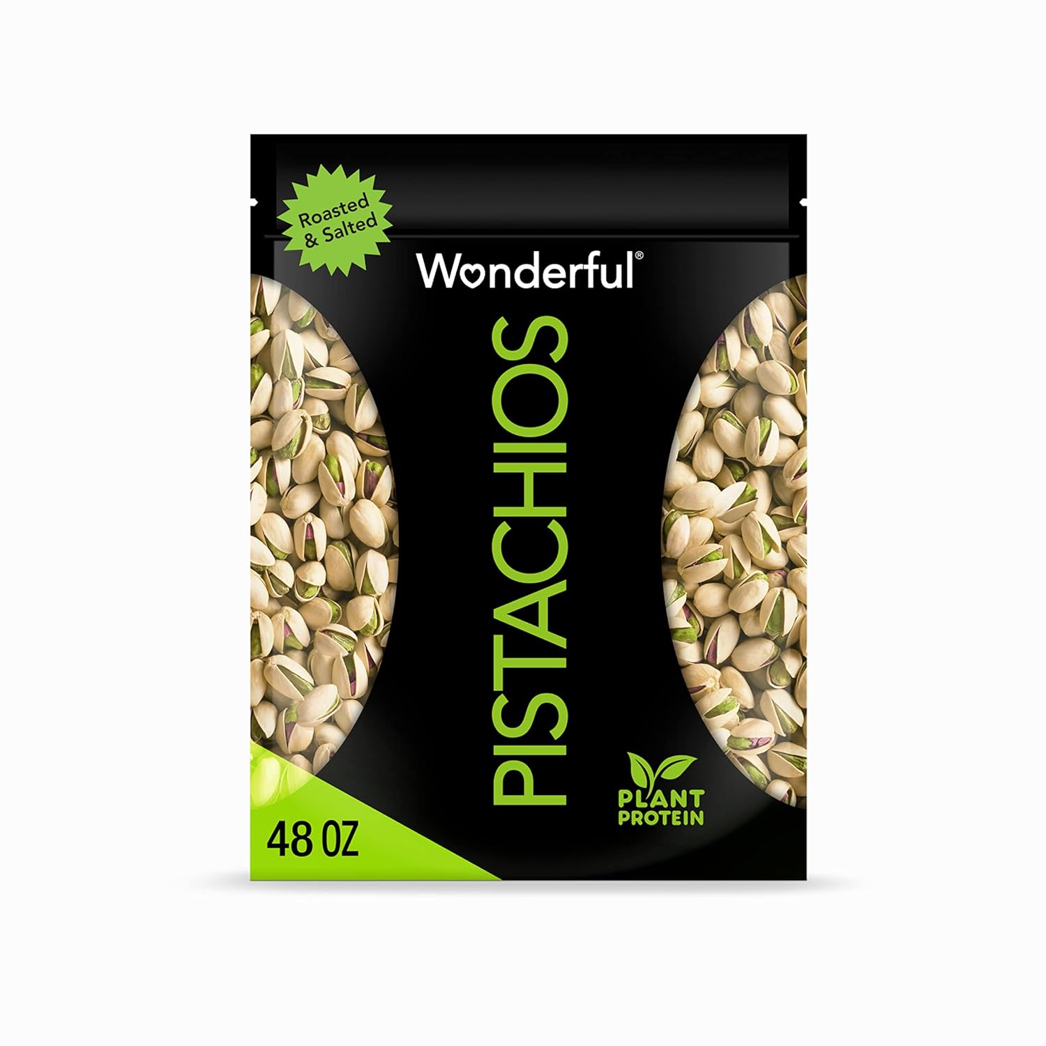 Wonderful Pistachios In Shell, Roasted & Salted Nuts, 48 Ounce Resealable Bag, Shelled Protein Snacks, Bulk Snacks, Healthy Snacks for Adults