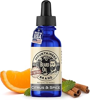 Mountaineer Brand Beard Oil - WV Citrus & Spice Scent - 100% Natural Conditioner and Softener For Men - Hydrates and Moisturizes for Beard Growth - Treats Dry Itchy Beards - 2oz