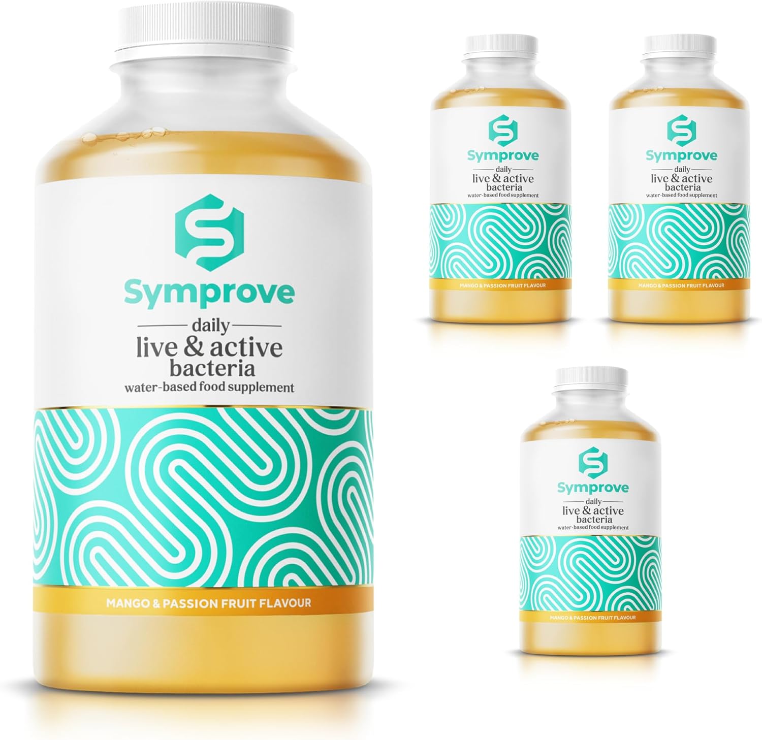 Symprove Mango and Passionfruit 4-Week Pack | Daily Essential Gut Health Supplement | Probiotic Drink with Live Bacteria, Vegan | 4x500ml