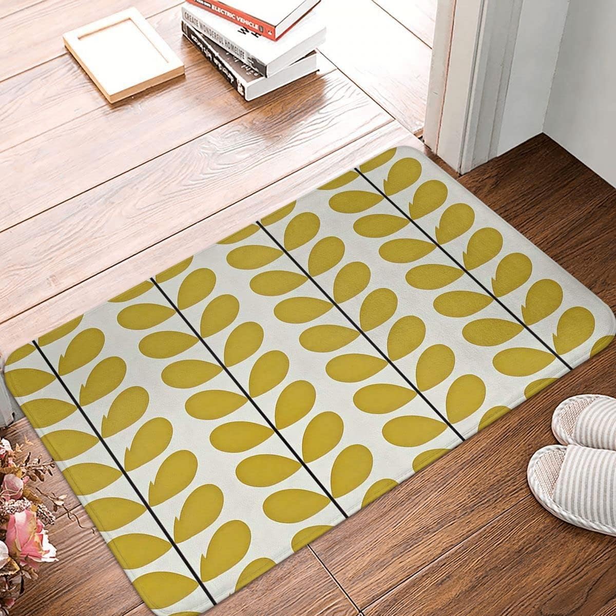 Viewkedt Welcome Mat for Front Door - Indoor Bathroom Kitchen Floor Rug With Leaf Design - Washable Cute Doormat for Living Room - 18x30 inch
