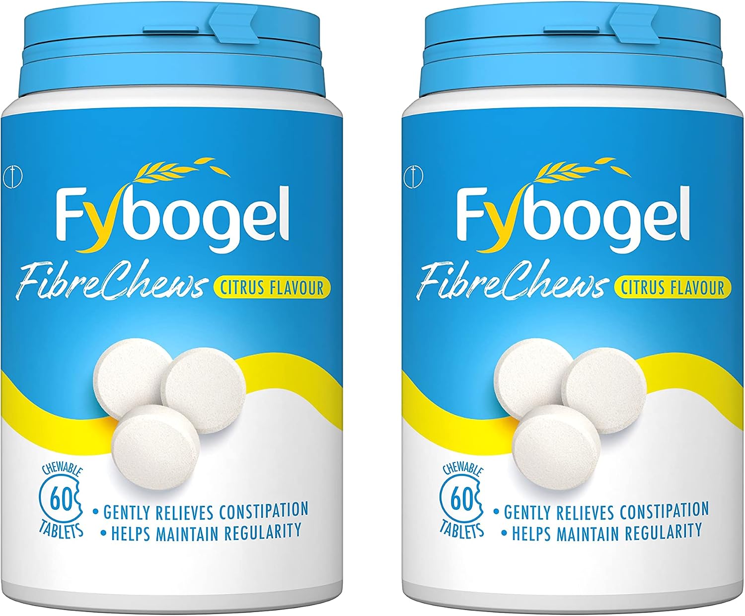 Fybogel Fibre Chews Citrus Flavour, 120 Count (2 Packs of 60) - Relieves Constipation, Supports Digestive Health, Promotes Regularity, Convenient and Tasty Daily Supplement