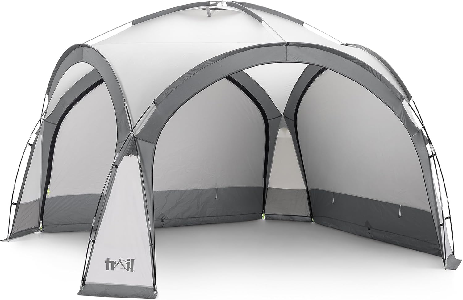 Trail Gazebo with Zip Away Sides, Dome Event Shelter for Outdoor Camping Garden Festival, Waterproof 2000mm, UPF50+ UV Sun Protection, Travel Bag, 3.5m x 3.5m x 2.3m (Grey)