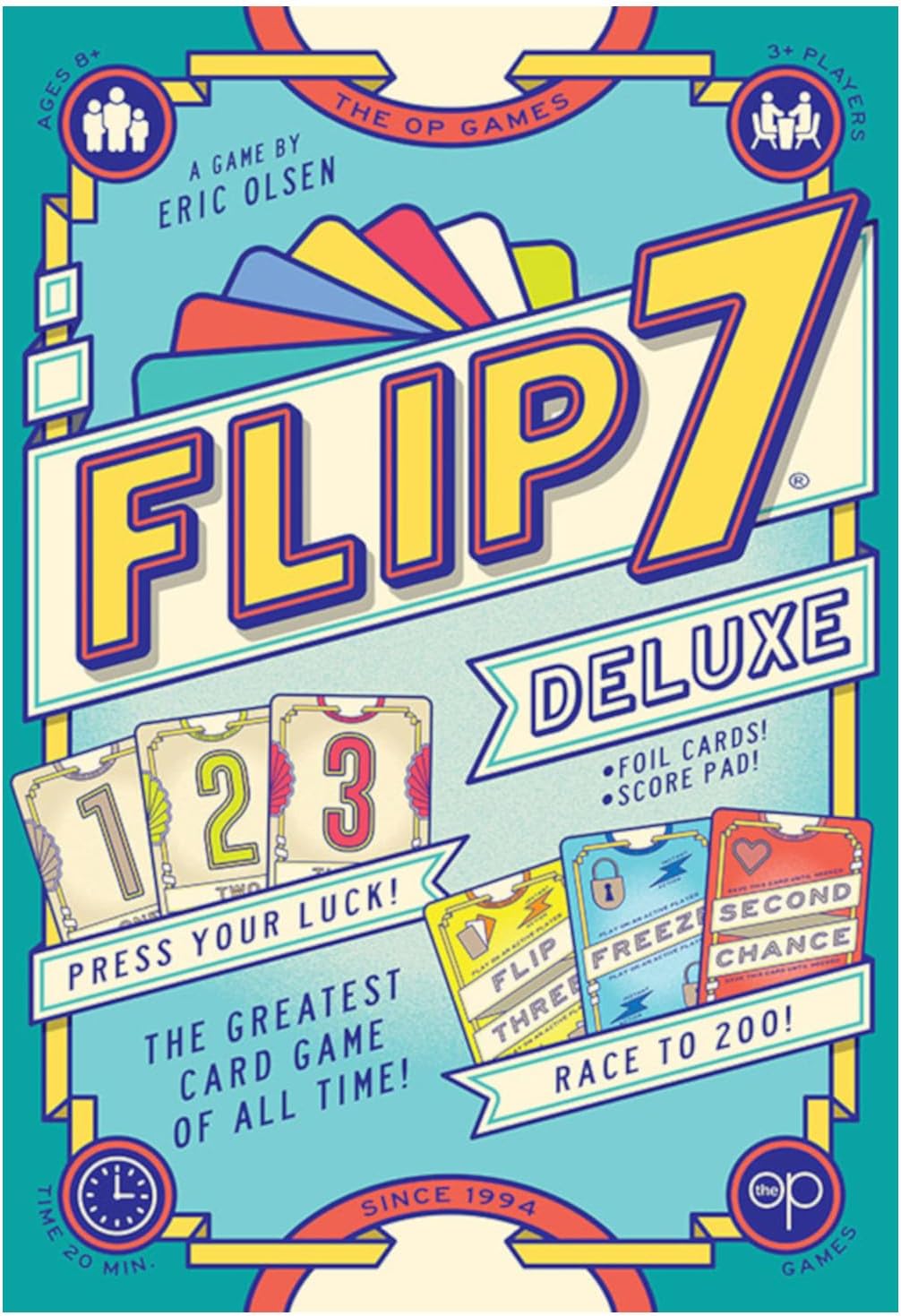 USAopoly | Flip 7 Deluxe | Party Card Game | Ages 8+ | 3+ Players | 20+ Minutes Playing Time