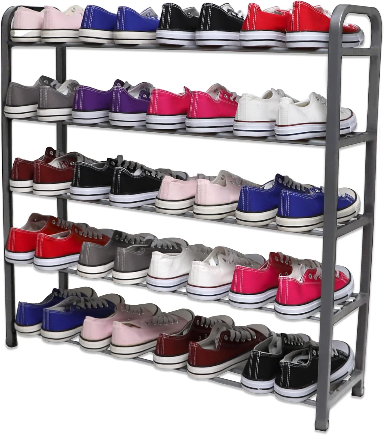 1ABOVE 5 Tier Shoe Rack Organiser, Heavy duty storage unit, Quick Assembly No Tools Required, Holds upto 15-20 pairs (GREY)