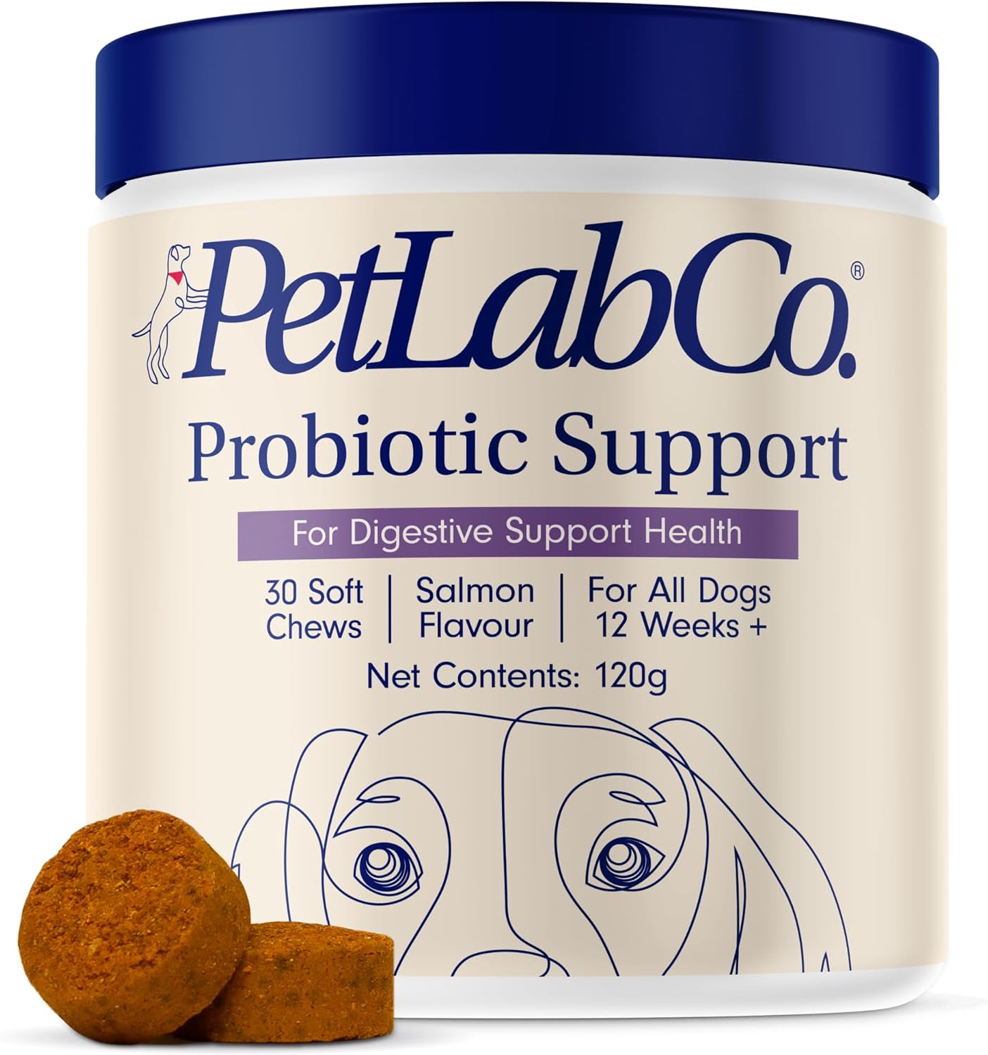 PetLab Co. Probiotics for Dogs, Support Gut Health, Occasional Diarrhea, Digestive Health & Seasonal Allergies - Salmon Flavor - 30 Soft Chews