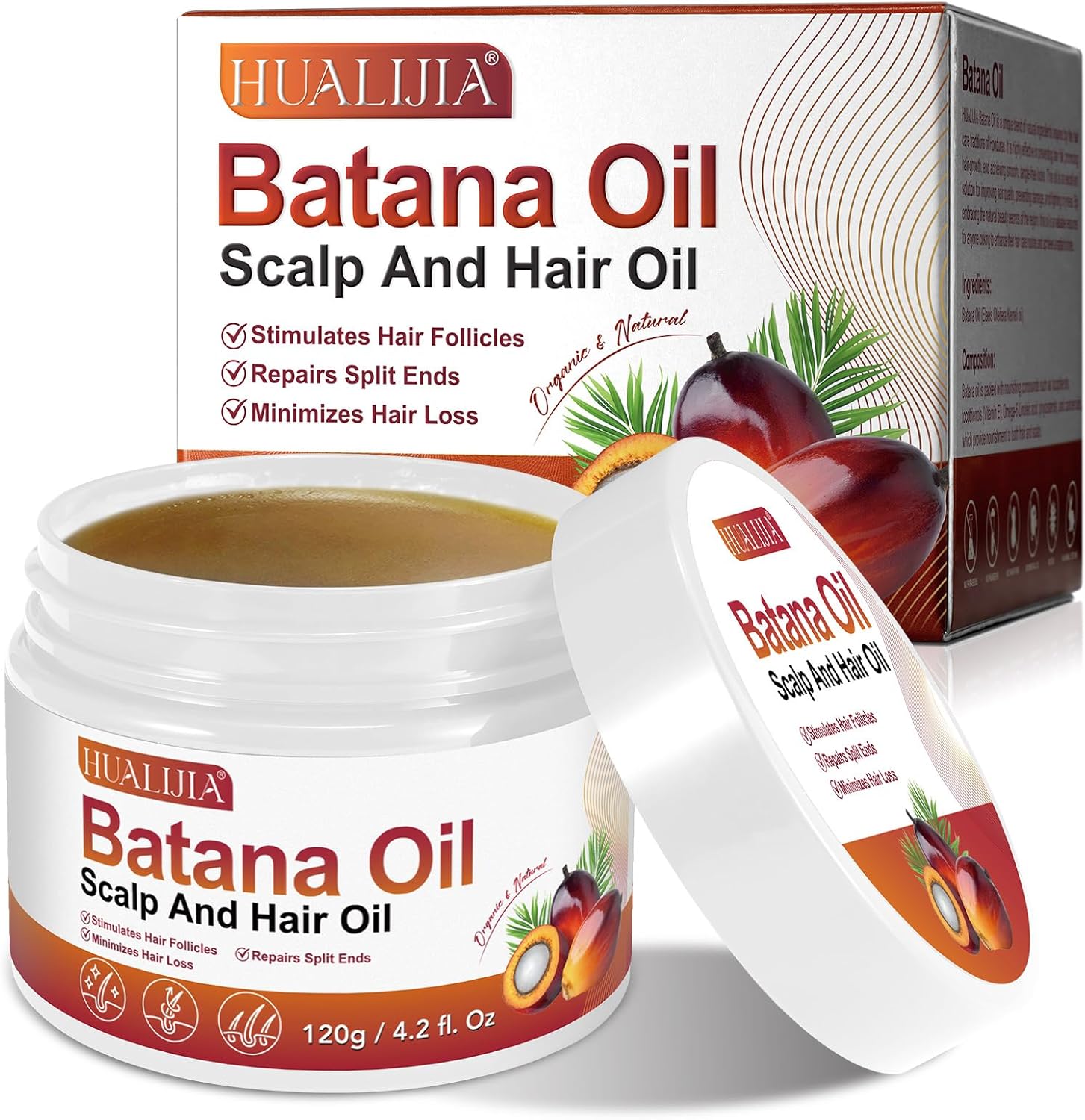 Raw Batana Oil for Hair Growth, Batana Oil Organic Dr. Sebi from Honduras - Prevent Hair Loss, Eliminates Split Ends and Enhances Hair Thickness for Men & Women 4.2 OZ